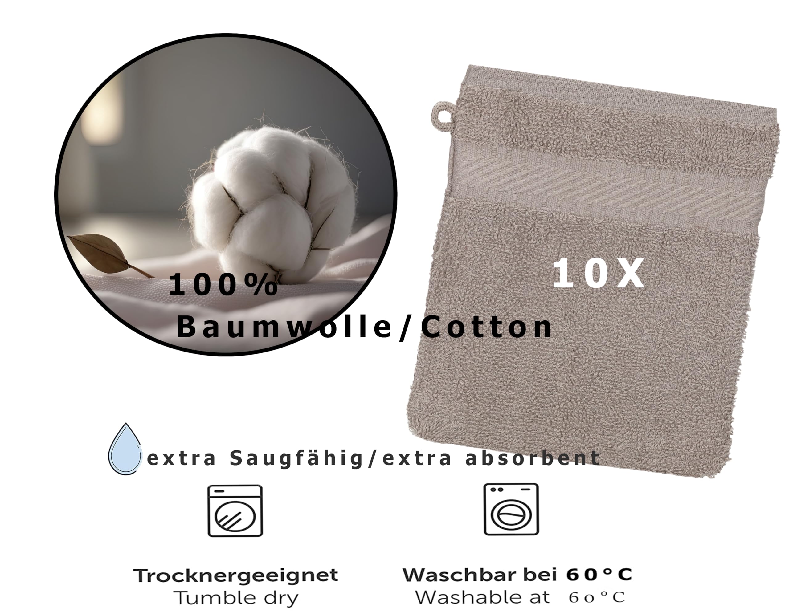 Lot De 20 Gants De Toilette 100% Coton Betz Palermo - Taille 16x21 Cm, Couleur Bleu | Doux, Absorbants Et Faciles à Entretenir