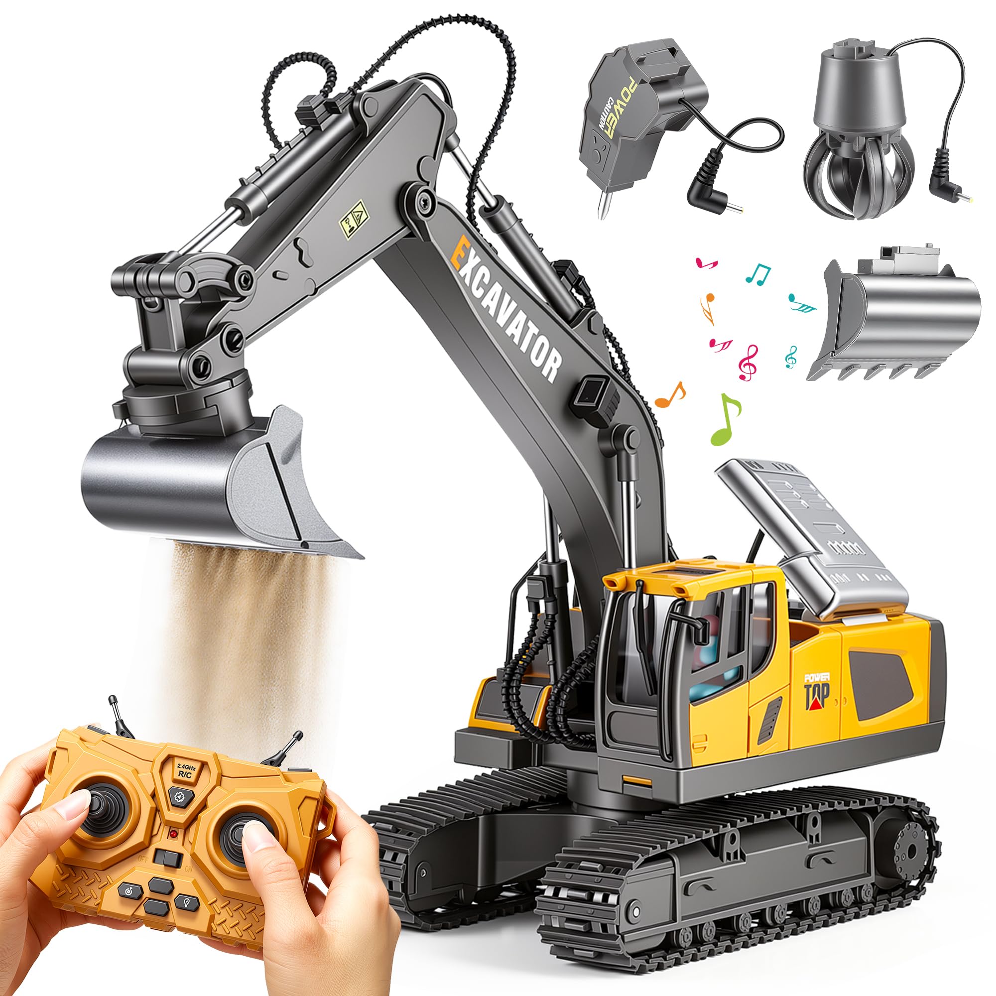HappyGoLucky Remote Control Excavator Toy for Kids 3+