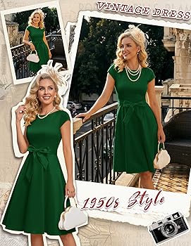 vintage cocktail dresses amazon Amazon.com: Dressystar Women's Vintage 1950s A Line Cocktail Prom Party Dress Retro Rockabilly Cap Sleeve Knee Length Swing Dresses Army Green XS : Clothing, Shoes & Jewelry