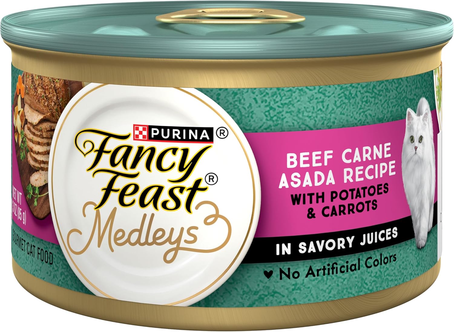 Purina Fancy Feast Medleys Wet Food for Cats Beef Carne Asada Recipe with Potatoes and Carrots in Savory Juices - (Pack of 24) 3 oz. Cans
