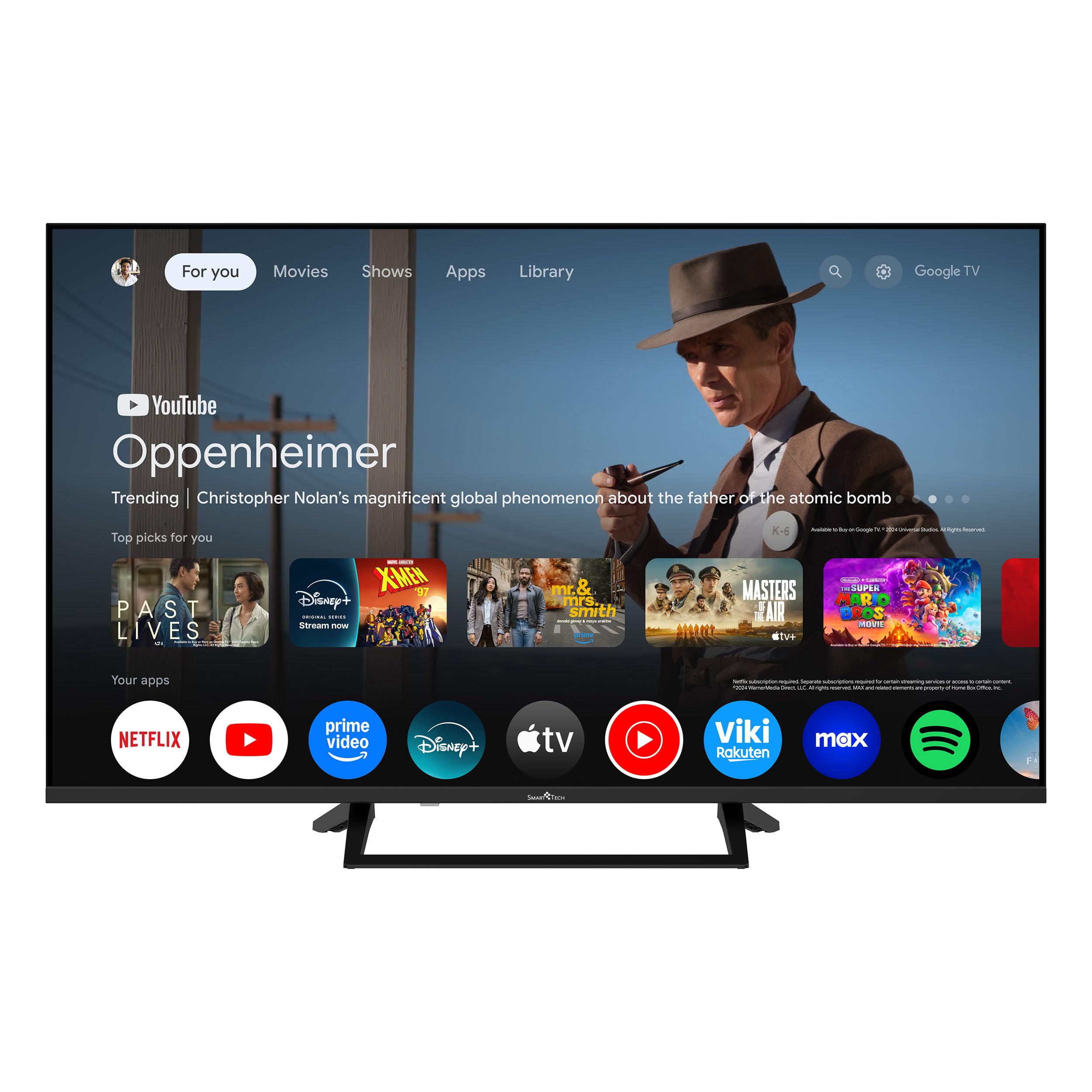 Smart Tech 43QG06V, 43" (109 cm) 4K UHD-QLED TV, Bluetooth y Triple sintonizador, Smart TV