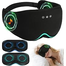 LC-dolida Bamboo Cotton Bluetooth Sleep Mask, 2 in 1 3D Soft Sleep Mask with Sleep Headphones, Sleep Eye Mask with Timming Setting, Blackout Sleeping Mask for Side Sleepers, Women Men, Black