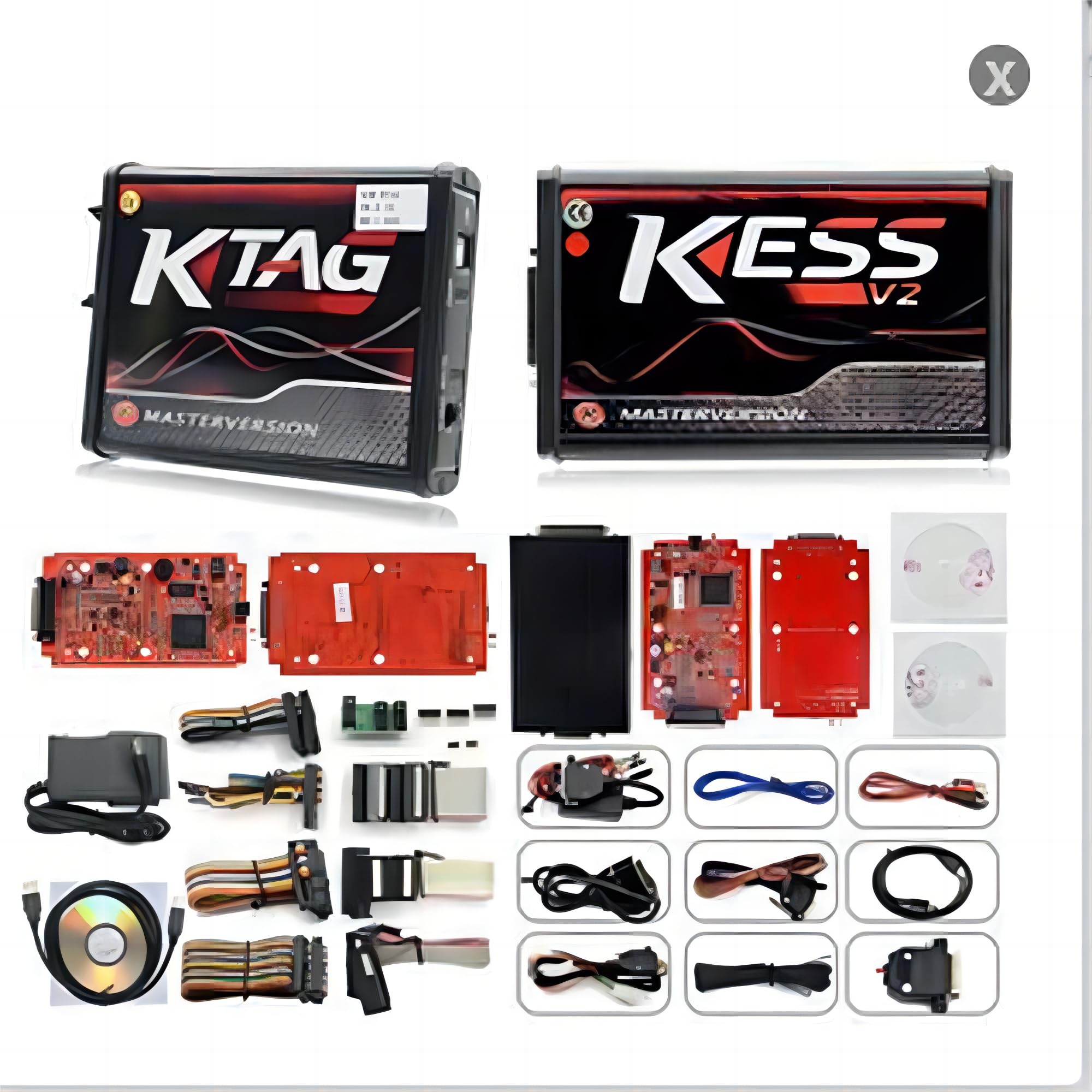 Coche para Kess V2 V5.017 ECU Tuning Full Kit and KTAG V7.020 V2.25 Red PCB European Edition