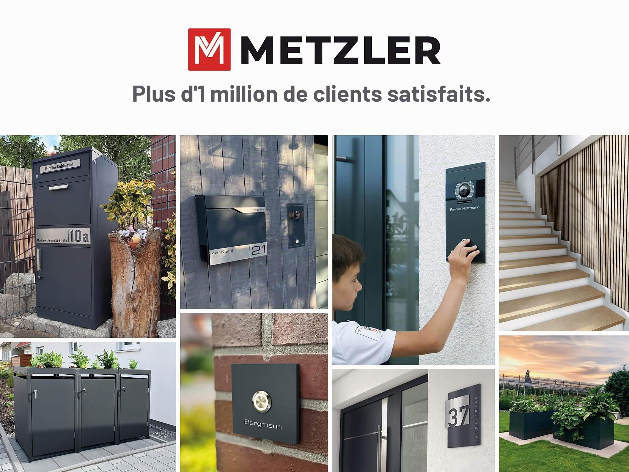 Metzler® sonnette 5 foyers avec LED optionnelle et plaques nom interchangeables acier inoxydable montage en saillie durable extérieur connexion facile 6–12V pièces détachées 10 ans