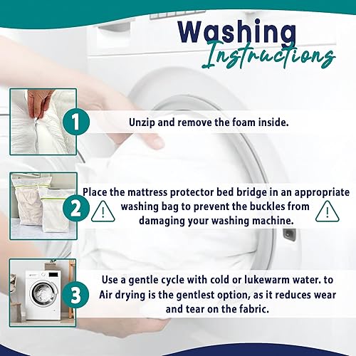 Miniatura 6 de Convertidor de puente de cama 2 en 1 de tamaño individual a King con protector de colchón impermeable y correas elásticas, relleno de espacio King