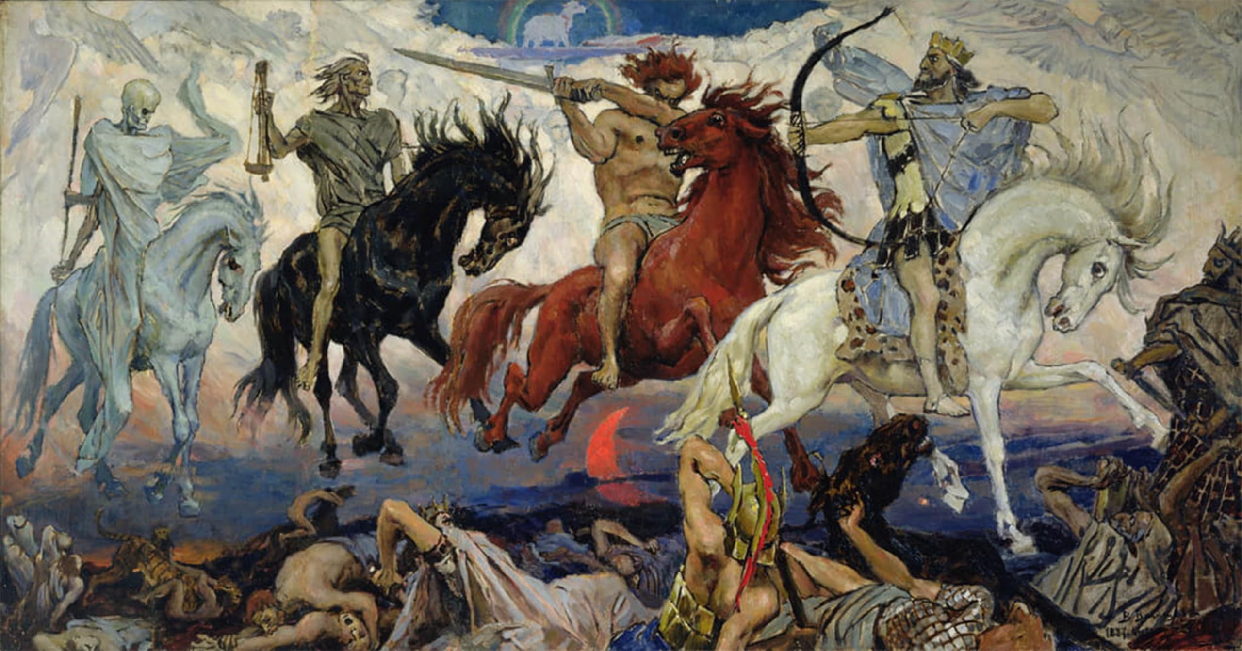 ARTXLXXBN Famous Prints Artwork Pictures Poster Painting Art the Four Horsemen of the Apocalypse by Mikhailovich Vasnetsov Artwork Landscape Pictures for Home Decor 60x90cm