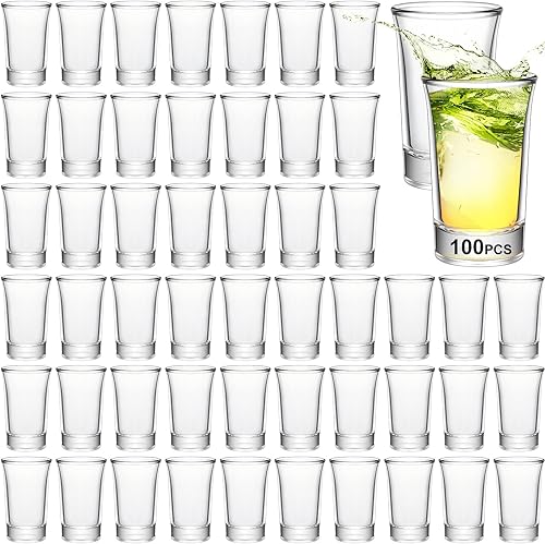 Miniatura 7 de 100 vasos de 1.5 onzas de vidrio transparente redondo de vidrio expreso de base pesada, vasos de vidrio pequeños para agua, jugo, leche, café, beber