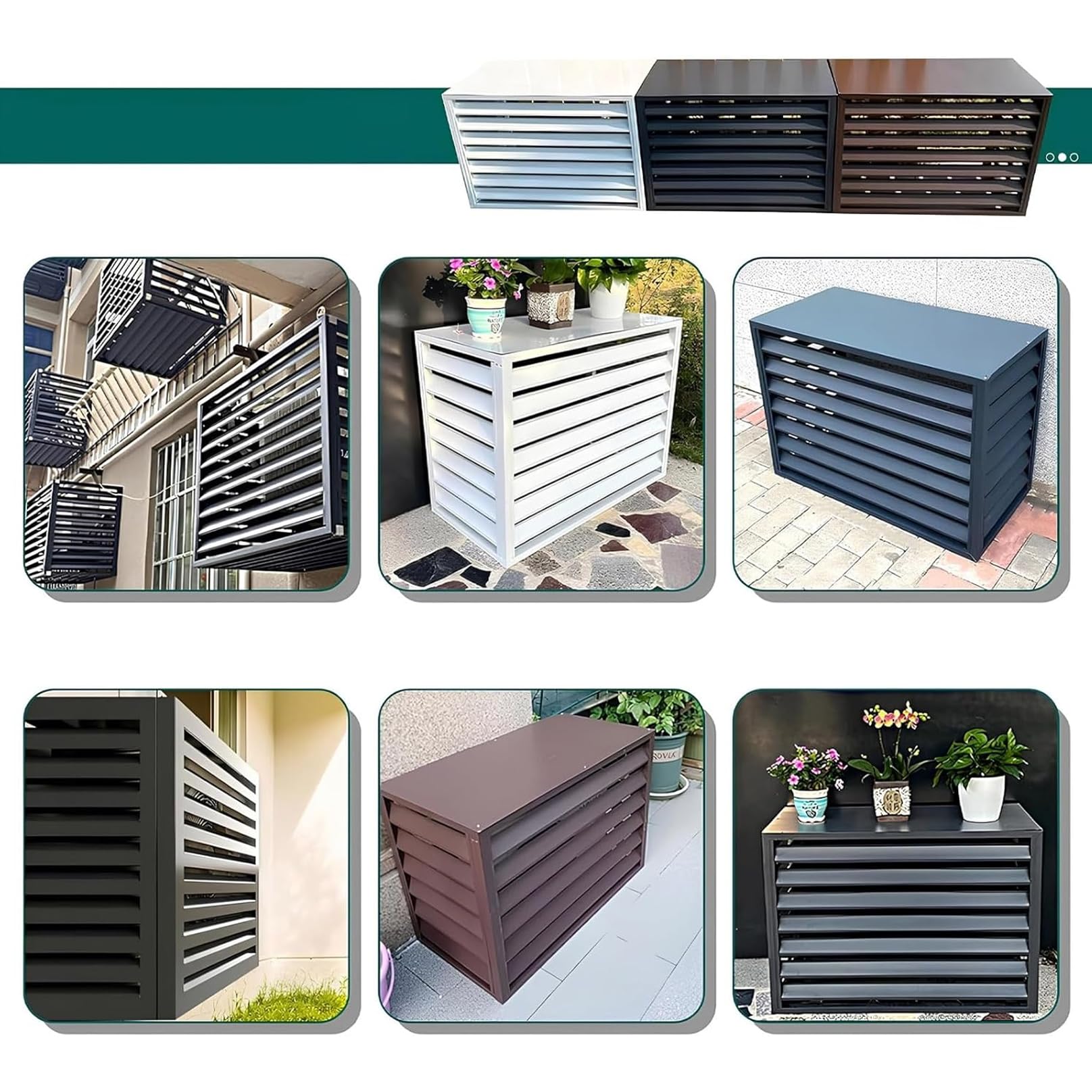 Coperture Per Climatizzatori Centrali Unità Esterne, Copertura in Alluminio, Griglia Decorativa Dell'otturatore, Dissipazione, Recinzione For La Privacy Della Lega di Alluminio 120×150×70(5P)