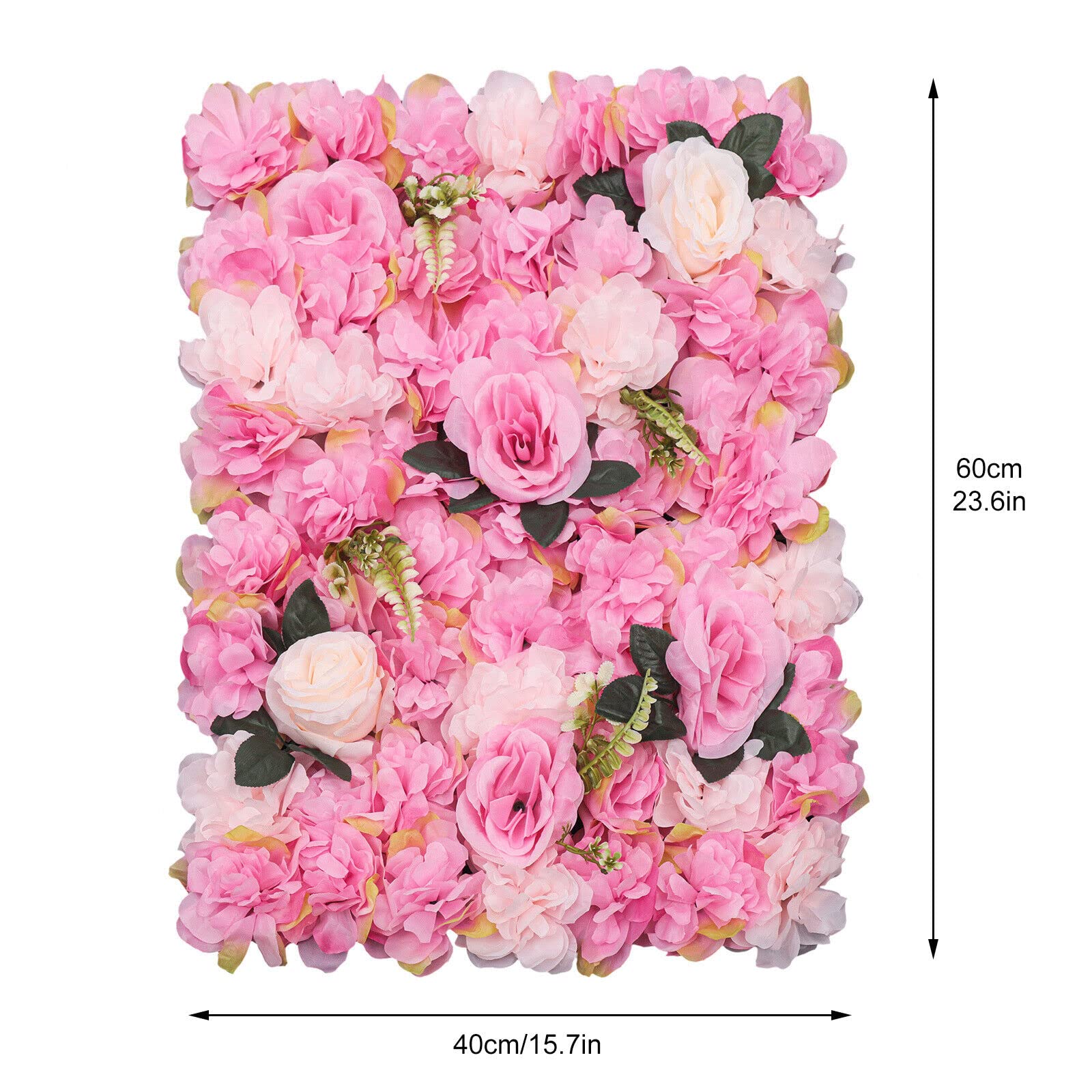 Lot de 12 panneaux muraux en forme de roses artificielles - Fond mural pour fête, mariage, douche nuptiale, fête prénatale, Noël, décoration de la maison, 60 x 40 cm (rose foncé)