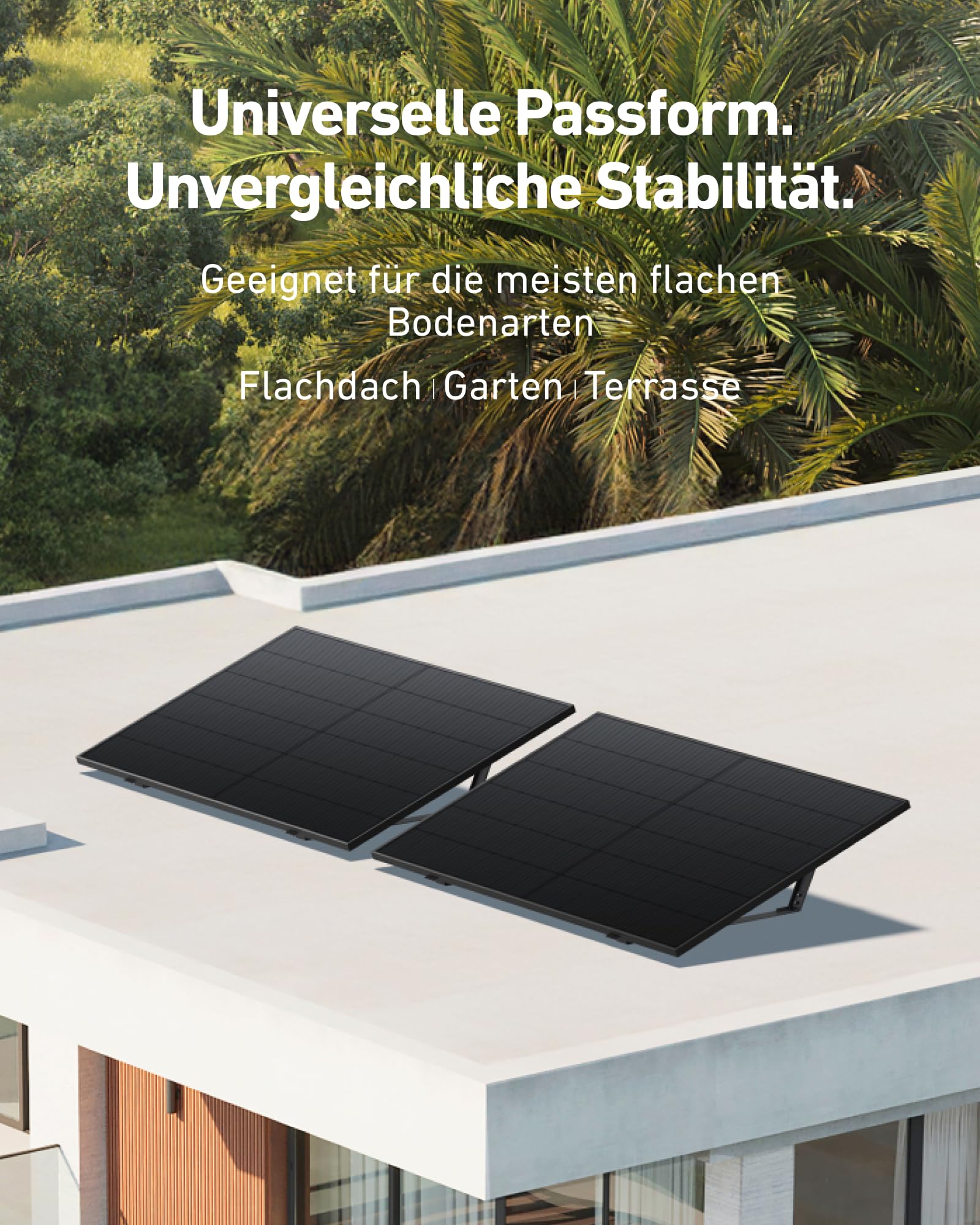 Anker SOLIX Solarmodulhalterung für Flachdach und Garten, 2er-Pack, Solarpanel-Halterung, Für Flachdach Garten Terrasse Boden, Einfache Installation, Anti-Rutsch-Design, 20° Neigungswinkel, in Schwarz