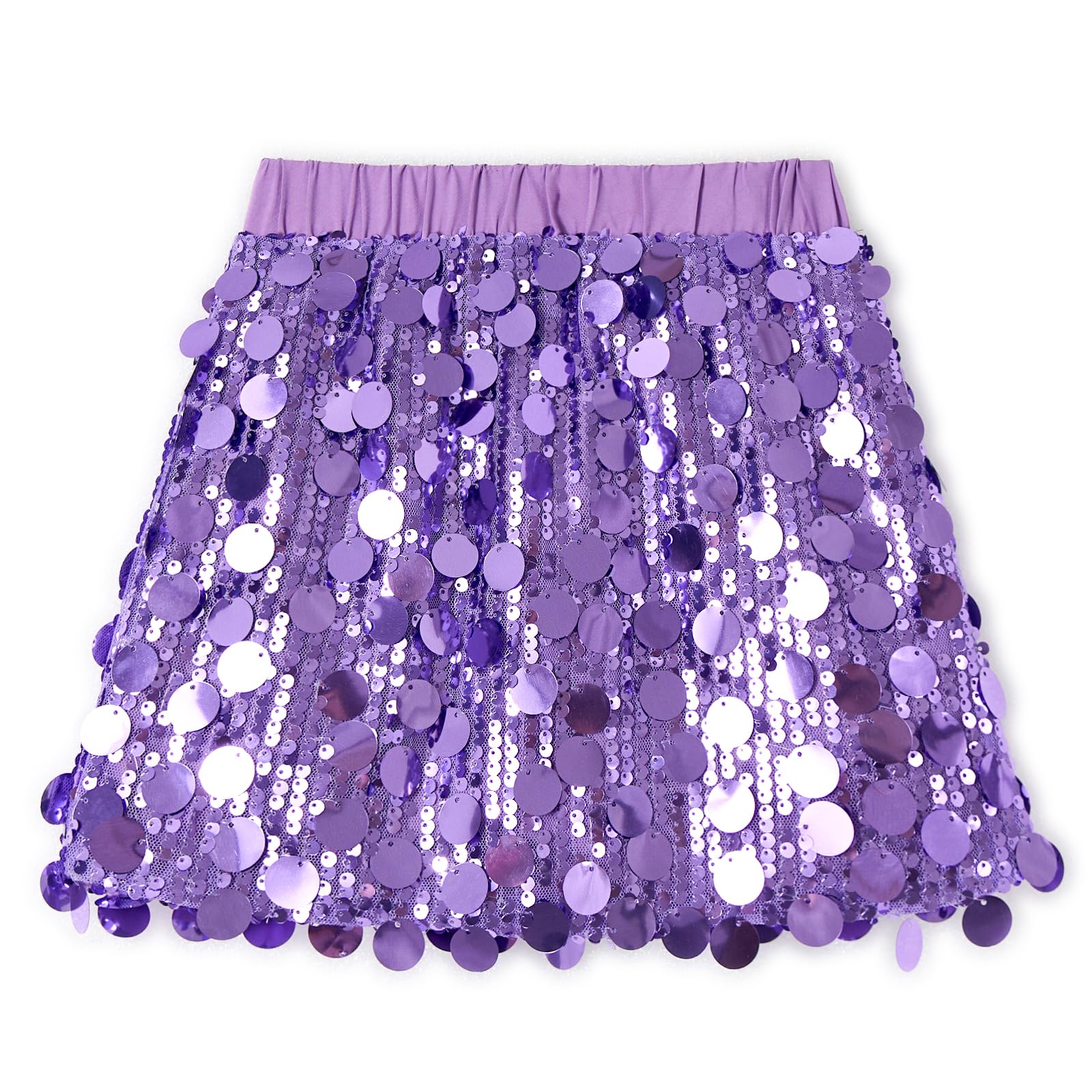 Miipat Gonna con paillettes luccicanti per bambine, mini gonna glitterata con elastico in vita, gonna a matita per feste