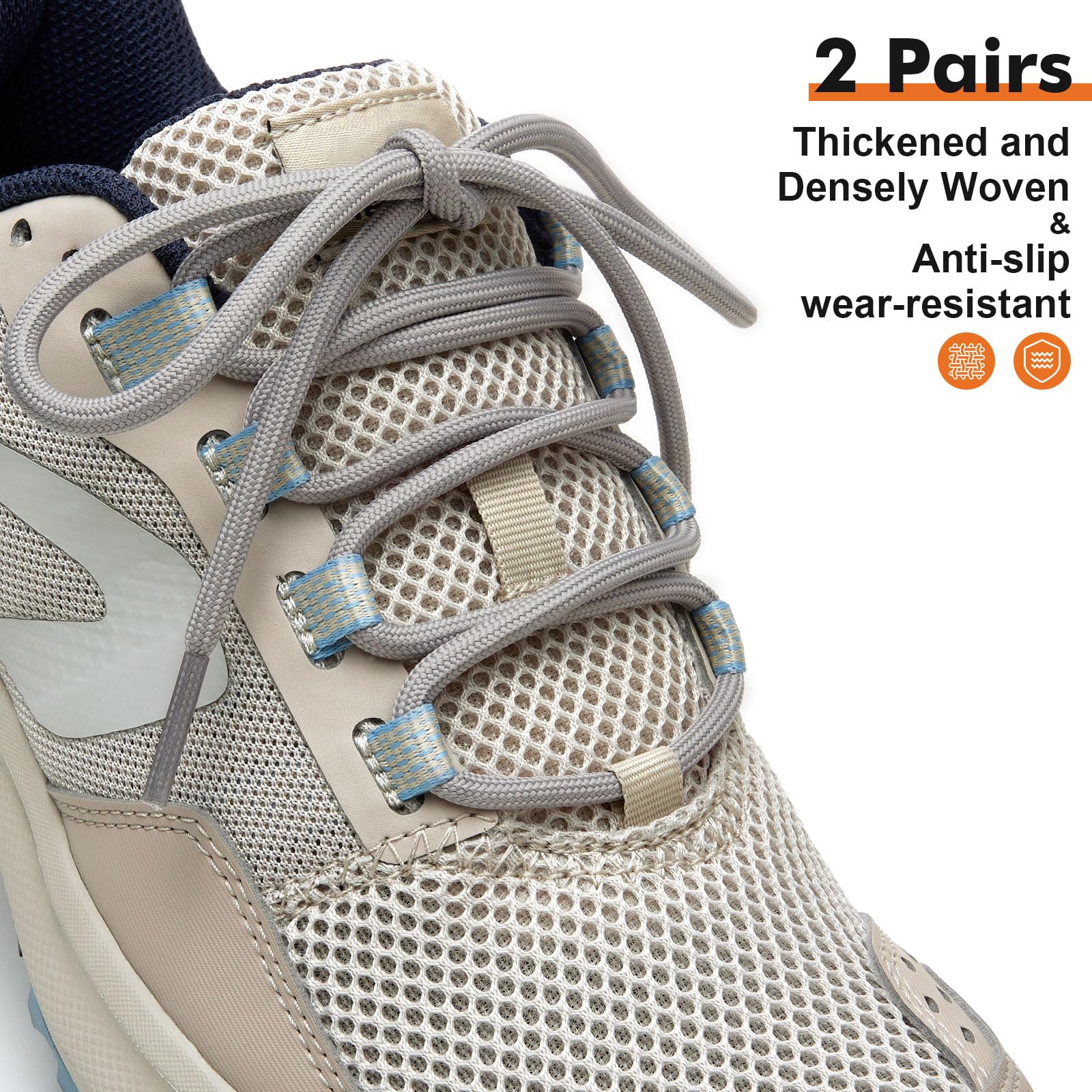 Stepace 2 pary sznurowadeł klasy premium, okrągłe, odporne na rozerwanie, sznurówki do butów sportowych, butów do biegania, butów roboczych, butów trekkingowych, ok. 4,5 mm średnicy, 80 cm – 180 cm