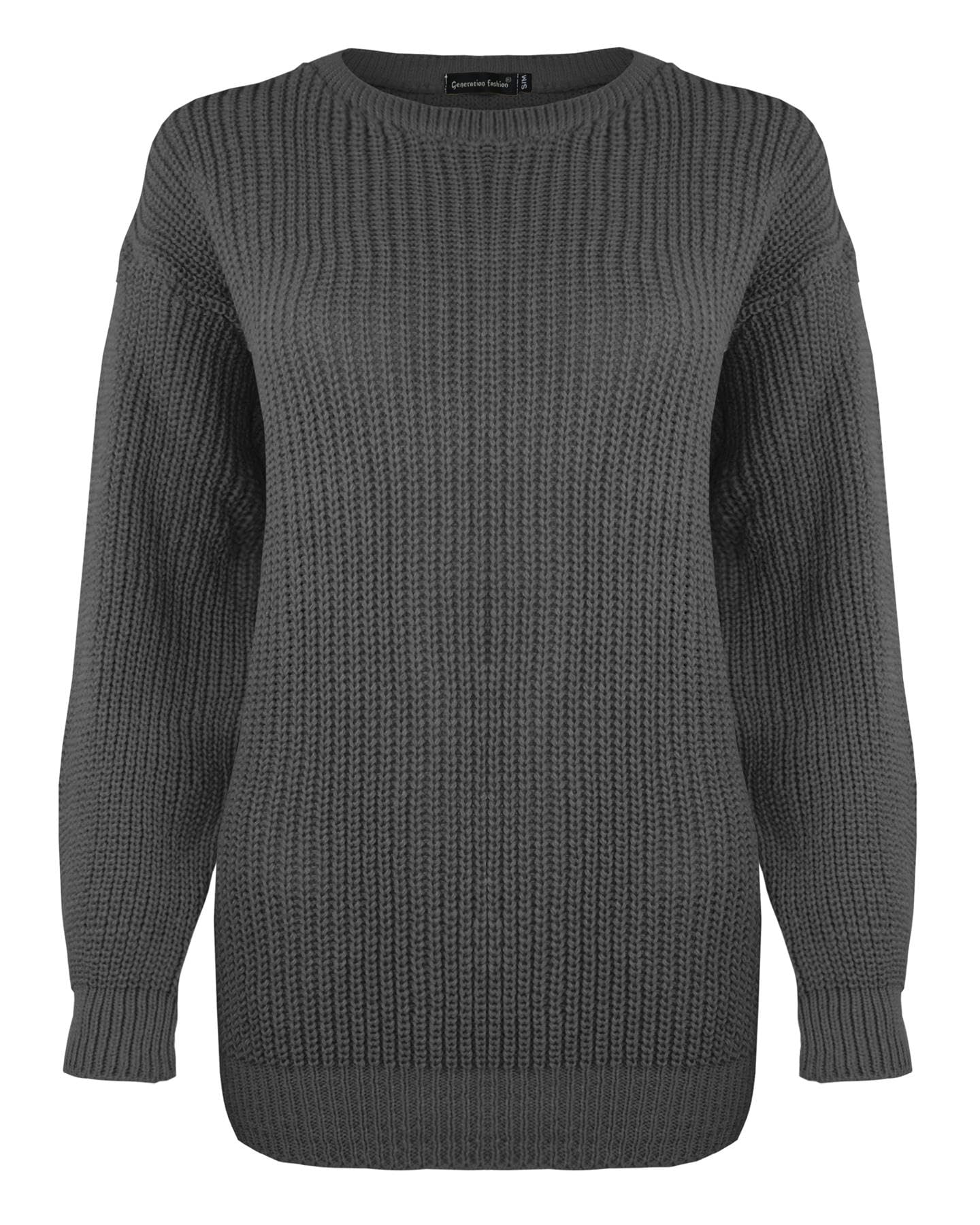 Generation Fashion Women's Black New Oversized Long Sleeve Knitted Baggy Jumper Sweater Crew Neck Pullover Top[,3Xl]
