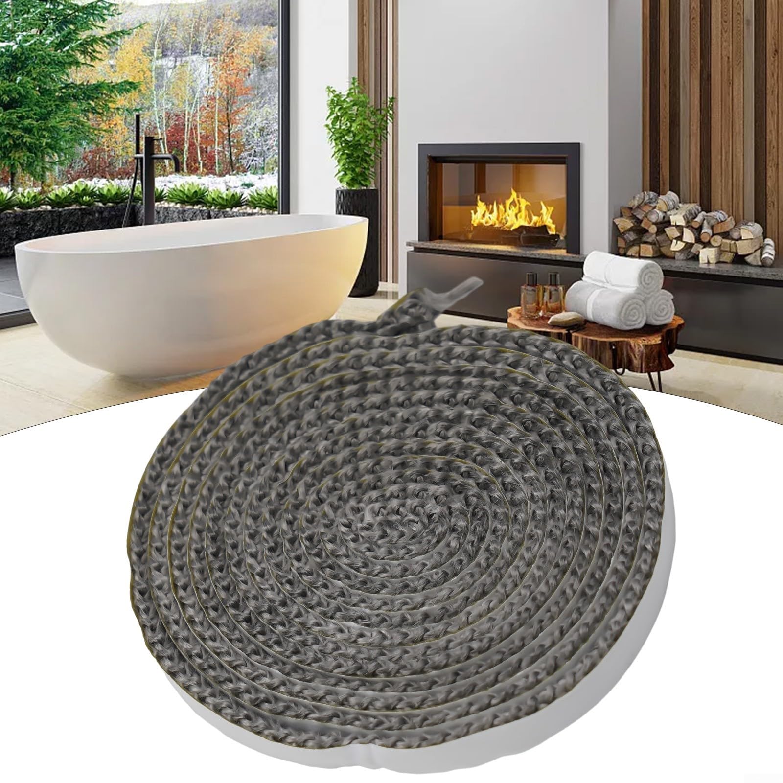 Corda piatta per stufe, Guarnizione in vetro con corda nera for stufa in fibra di 10 mm/15 mm x 2 for, caldaia, forno(10mm)