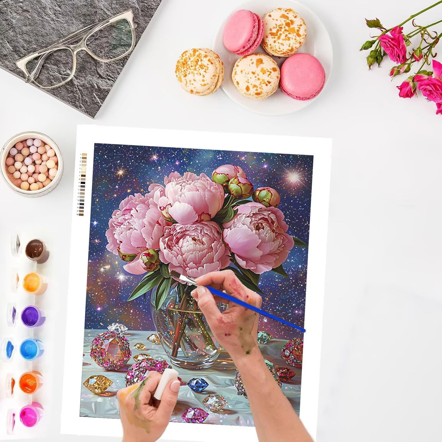Pivoine sous le ciel étoilé Peinture Numero Adulte Kits, 80x100cm m-1018