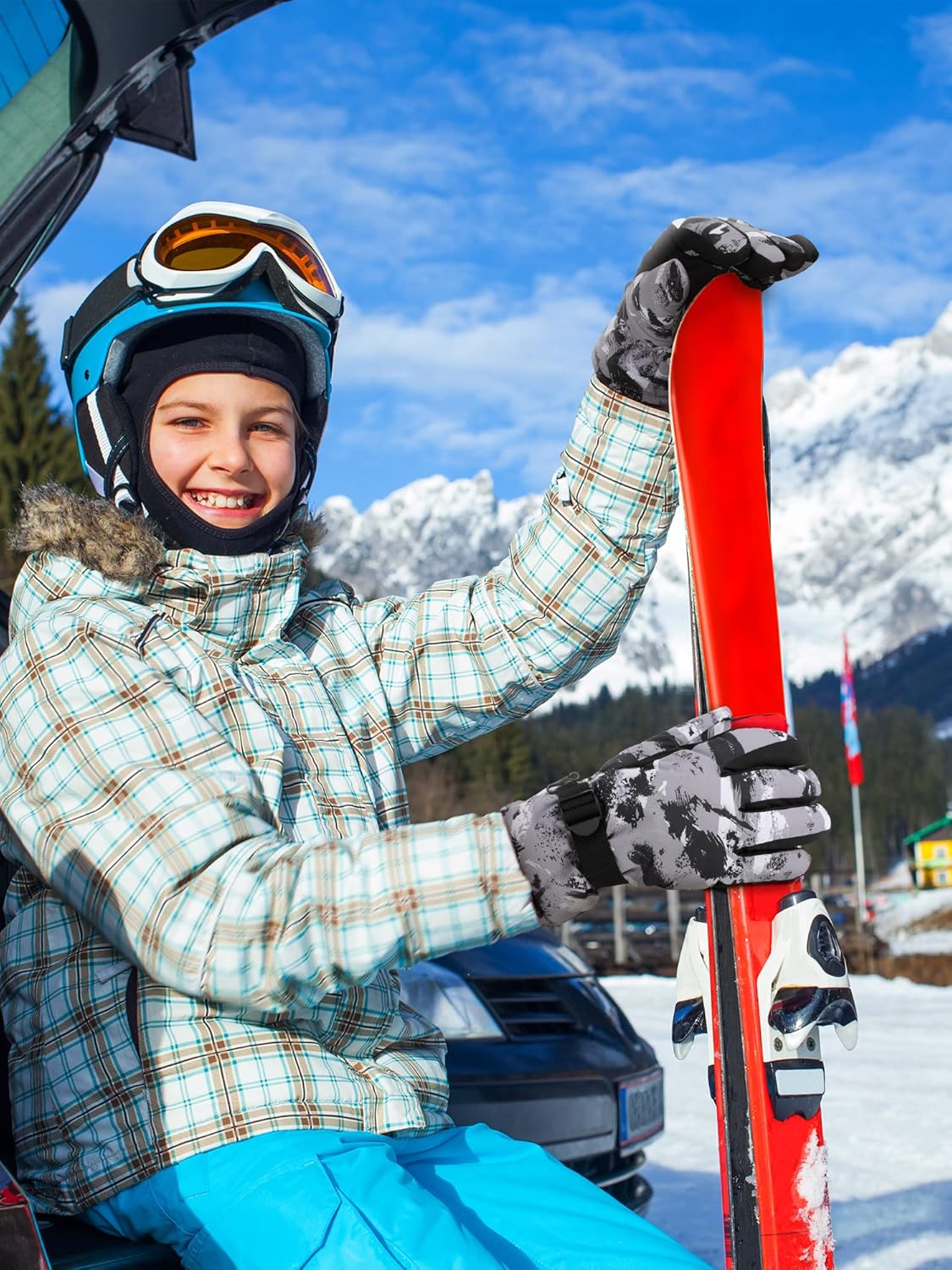 Bencailor 2 Pairs Kids Snow Gloves Boys Winter Youth Ski Boys Waterproof Gloves Youth Toddler Boy for Outdoor Snowboard - Image 4