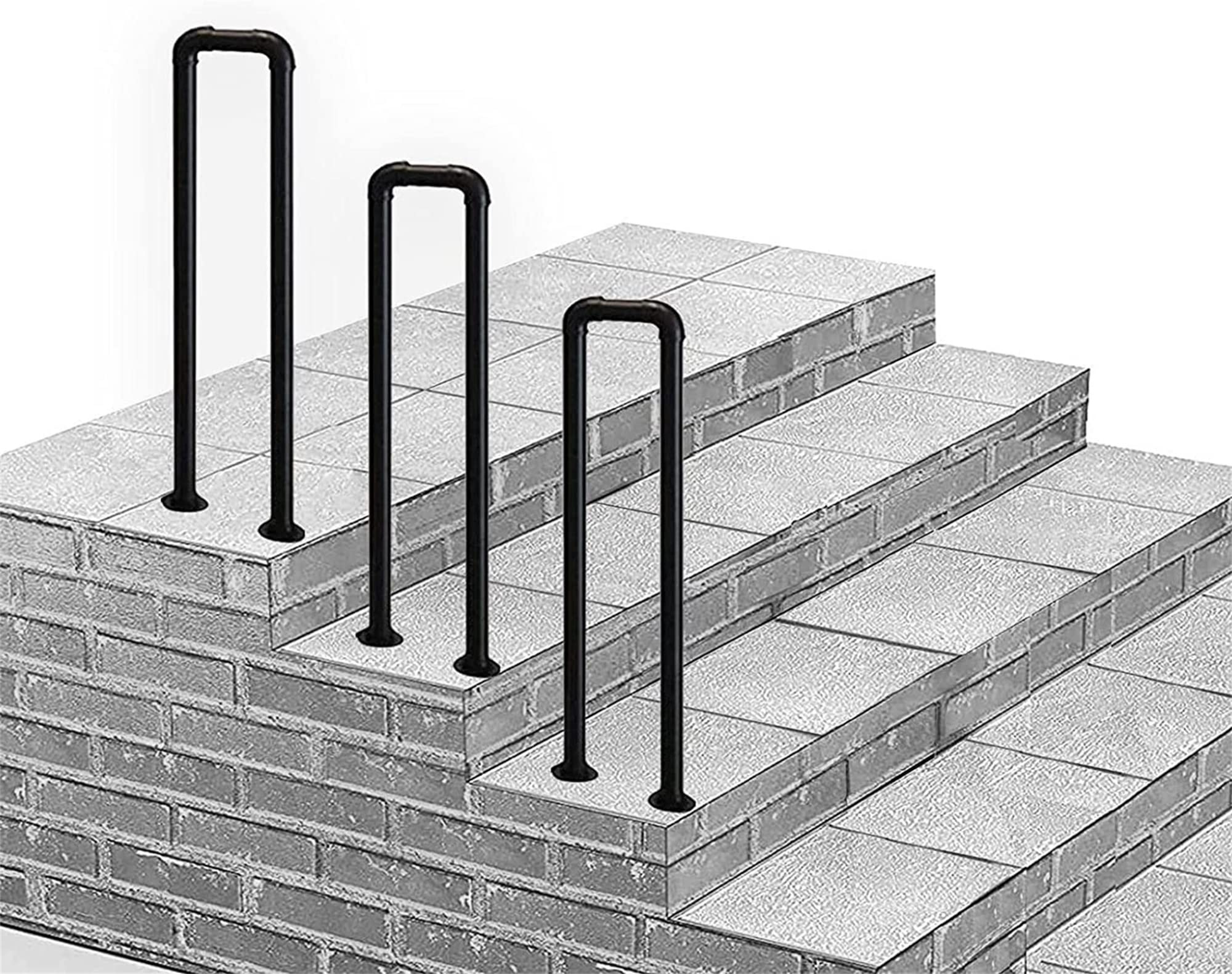 Meiiron Wrought Iron Handrail for Indoor or Outdoor Steps and Stairs – Hand Rails for Elderly – DIY Complete Stair Railing Kit Sturdy Metal Barckets (Size : 90cm)