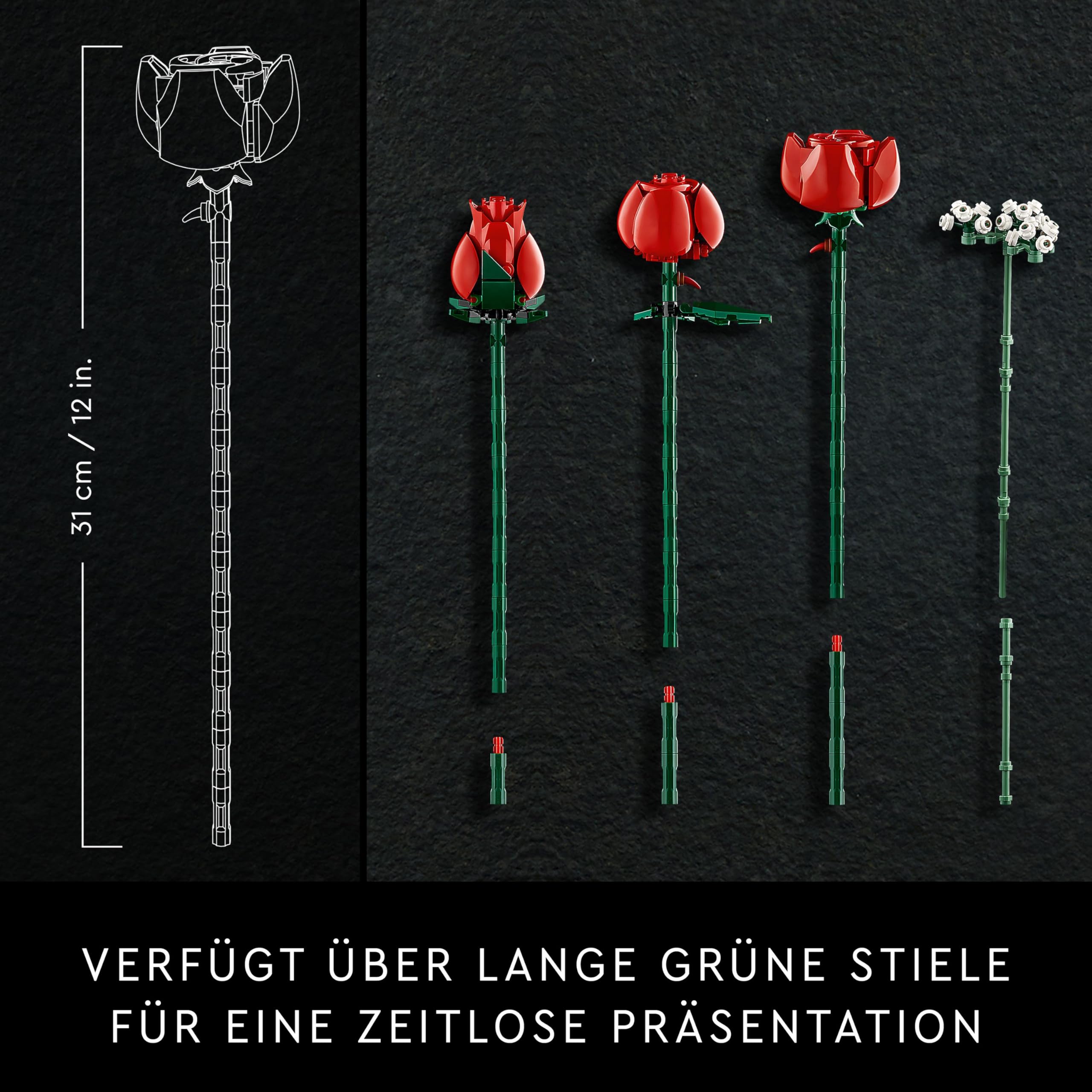 Lego Botanical Collection 10328 Rose Bouquet for Adults with Tile Print, Red, 30 cm x 50 cm x 20 cm - Image 3