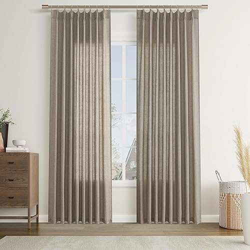 Miniatura 45 de Joywell Cortinas de Ventana de Lino con Pliegues Pinzados de 84 Pulgadas de Largo, Pestañas Traseras con Anillas de Clip, Cortinas Semitransparentes