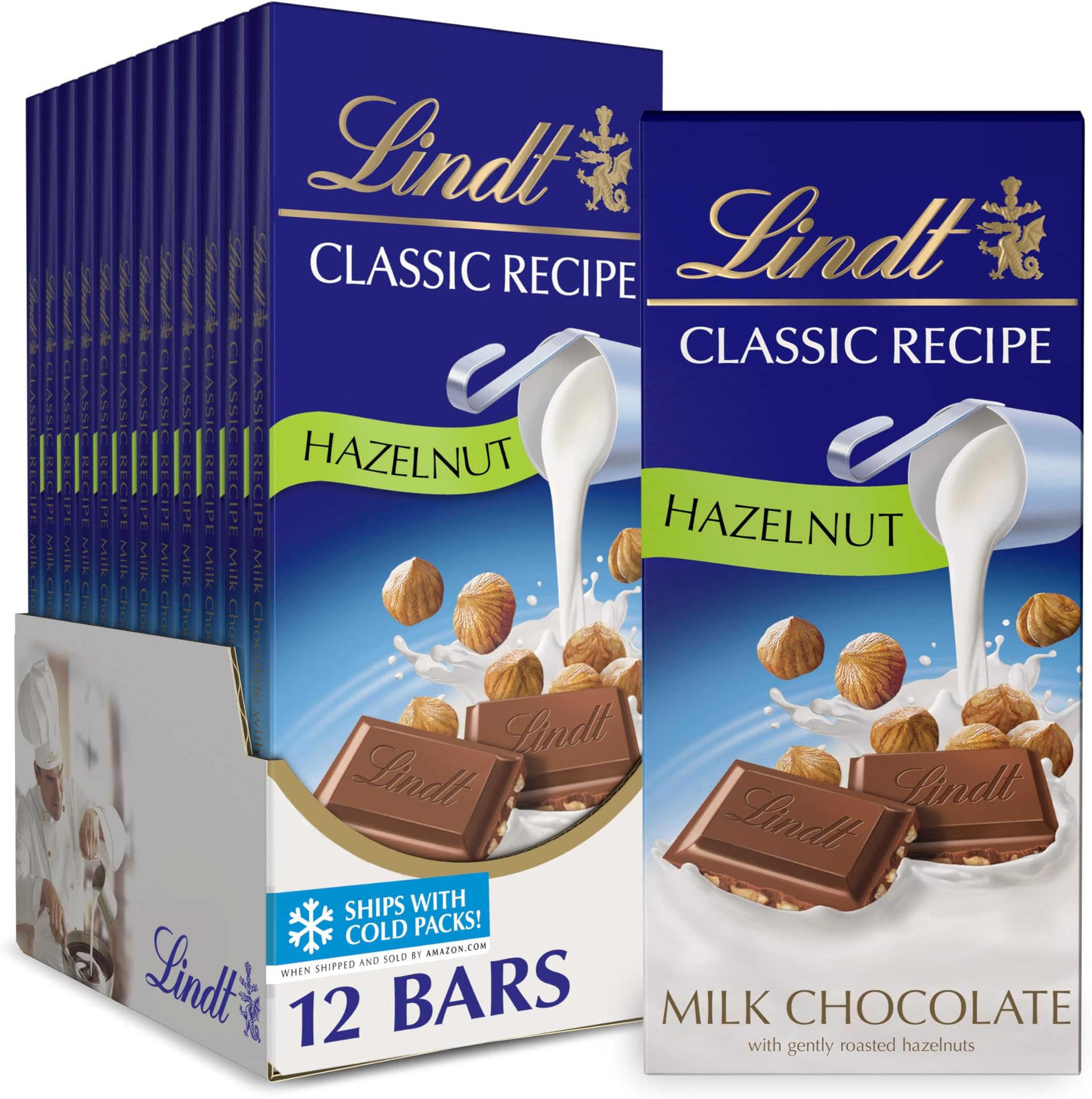CLASSIC RECIPE Hazelnut Milk Chocolate Bar, Milk Chocolate Candy, 4.4 oz. (12 Pack)