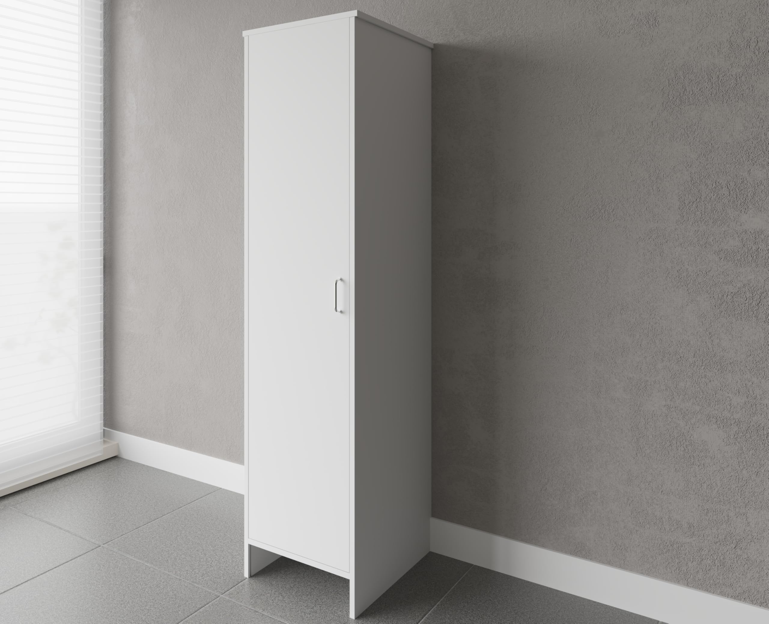 Negrari composizione, Mobile Lavatoio + Specchio + Colonna in Resina, Resistente all'umidità, Vasca resistente agli acidi, Kit di scarico incluso, Interno e Esterno, Bianco
