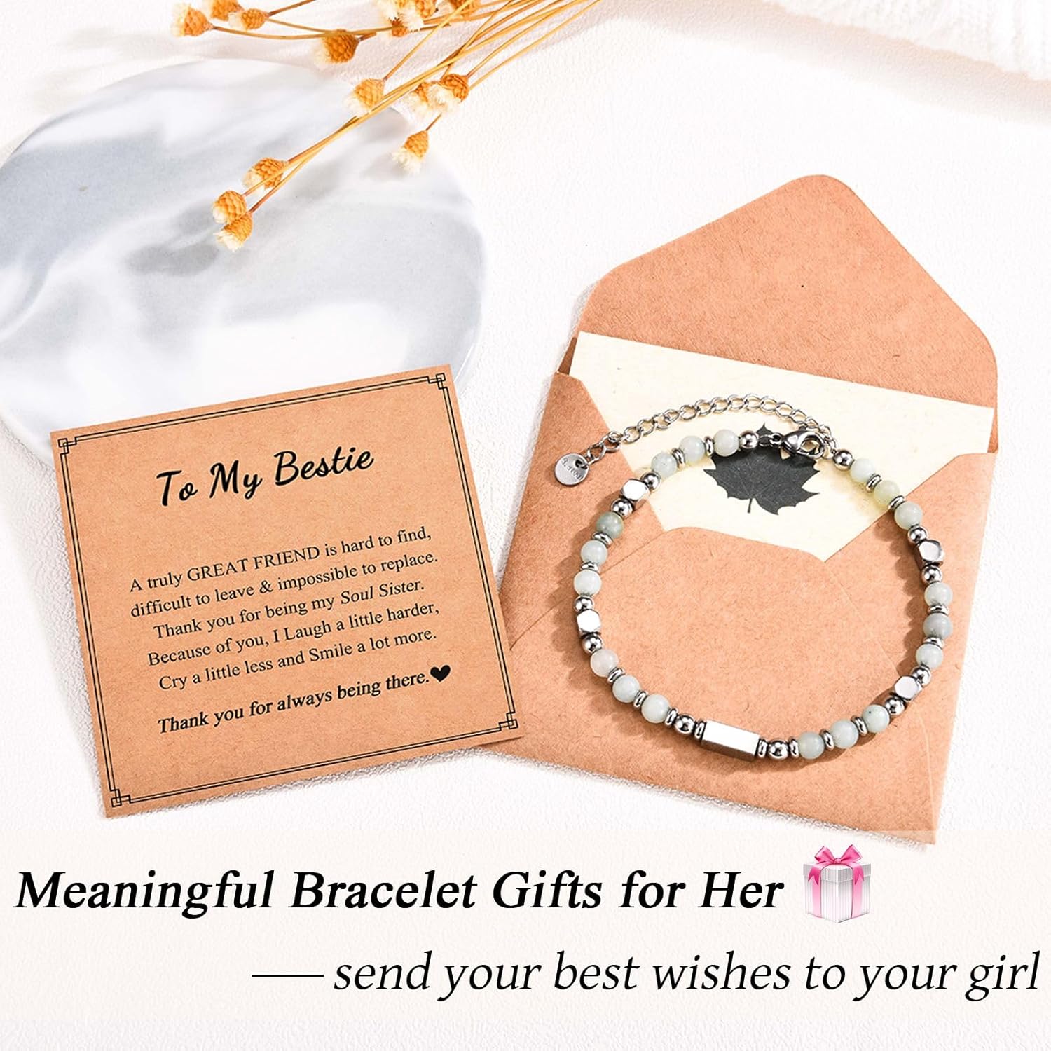 Tiny Beaded Bracelet Gifts for Bestie Friend Sister Daughter Granddauhgter Niece, Christmas Birthday Valentines Day Gifts for Teen Girls Women Her - Image 2