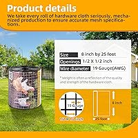 Vista 2 de Tela Metálica Negra de 8 pulgadas x 25 pies, Malla de Alambre de 1/2 pulgada 19Ga Recubierta de PVC y Vinilo, Rollo de Cercado de Alambre de Pollo