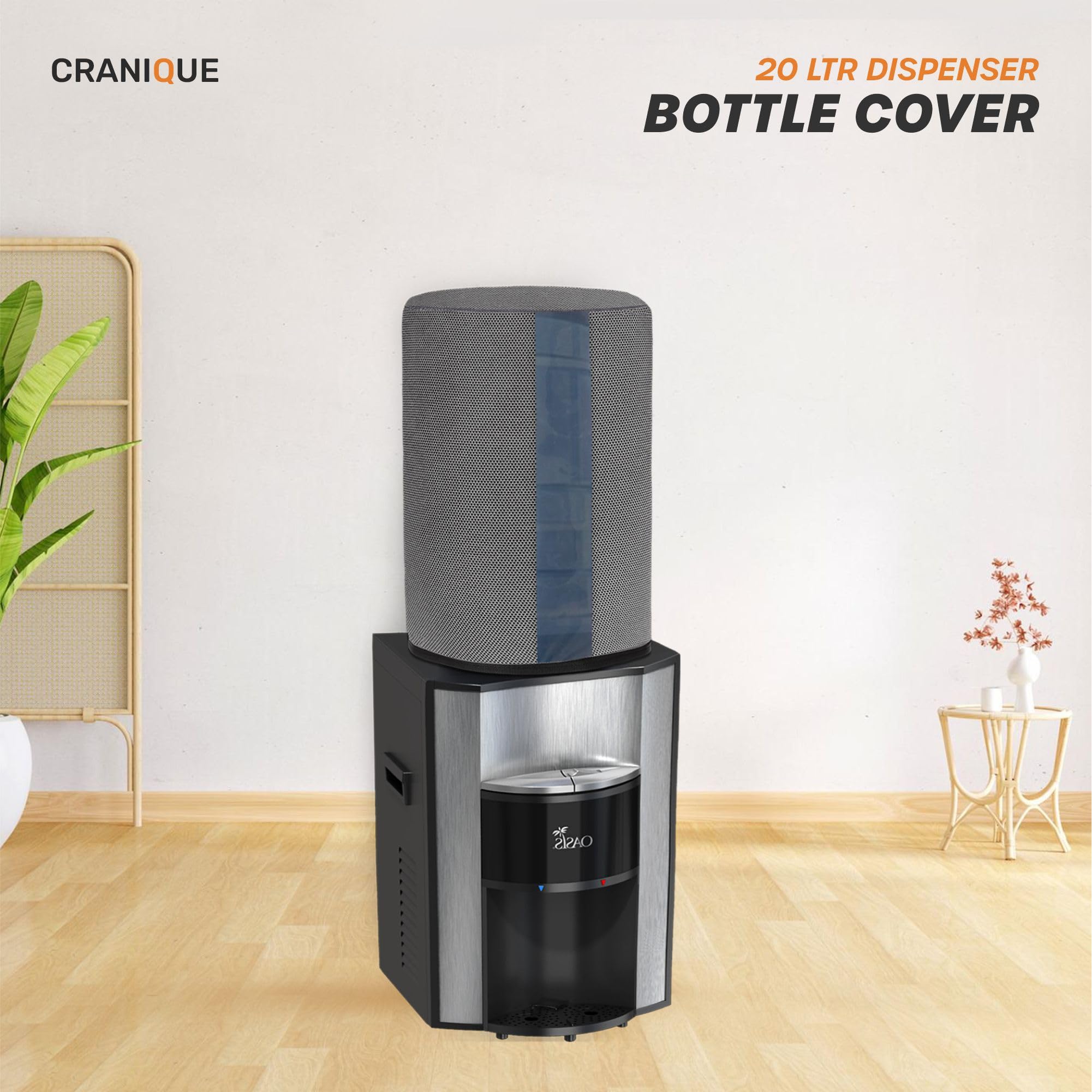 Cranique Fabric 20 Ltr / Litre Water Dispenser Bottle Jar Cover With Transparent Strap (Grey) 4