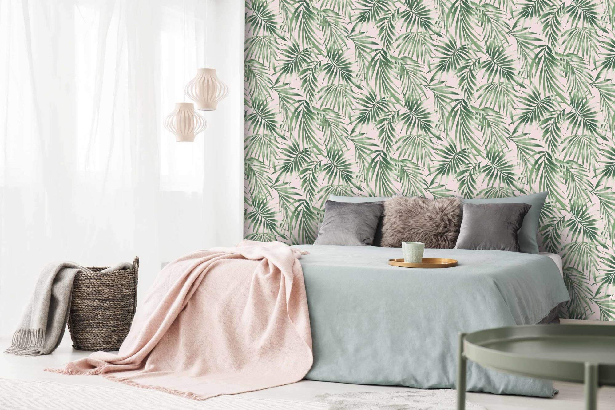 Amazon Com Graham Brown Kabuki Elegant Leaves Wallpaper Pink Home Kitchen