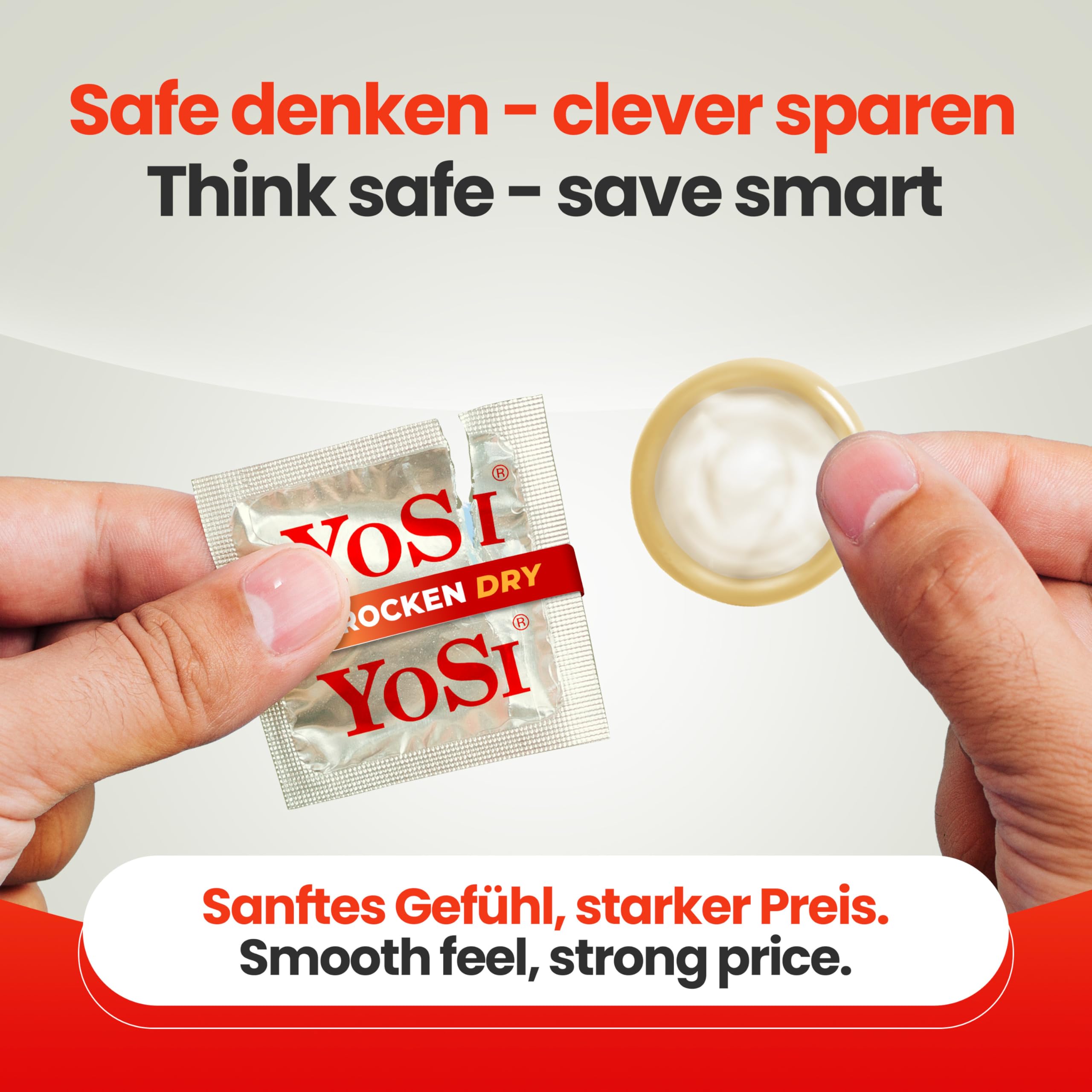 200 préservatifs de marque YOSI « Dry » - sans lubrifiant - ajustement régulier - largeur de 53 mm - préservatifs de marque secs - préservatifs pour hommes - 200 pièces (4 x 50 pièces)