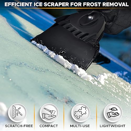 Miniatura 3 de EcoNour Guante raspador de hielo para parabrisas de automóvil guante cálido impermeable con forro polar grueso raspador de parabrisas para hielo y