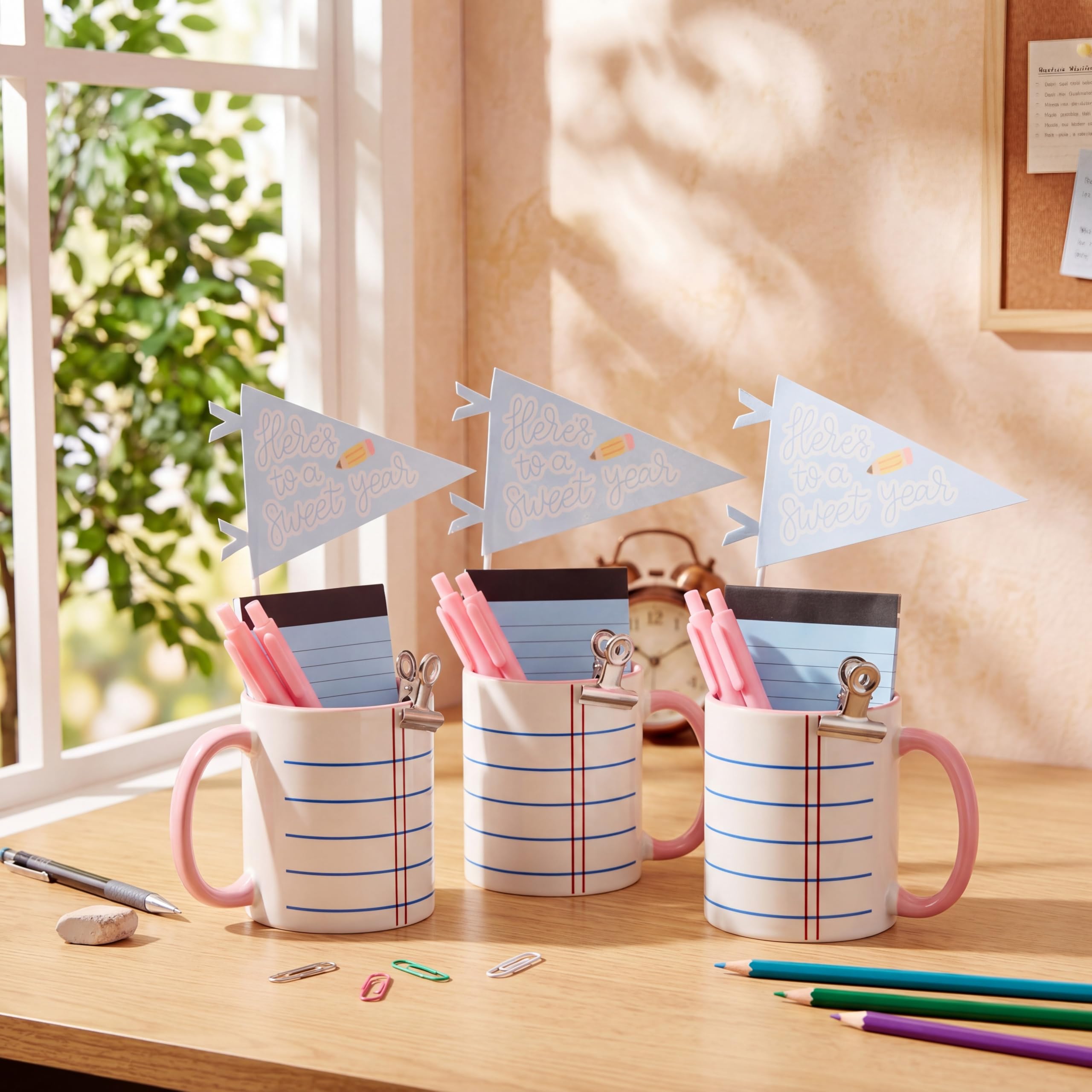 Juego de 18 tazas de agradecimiento para profesores, juego de regalo con forro para cuaderno, tazas de café, bloc de notas, portapapeles, bandera para mujeres, regalo de agradecimiento para
