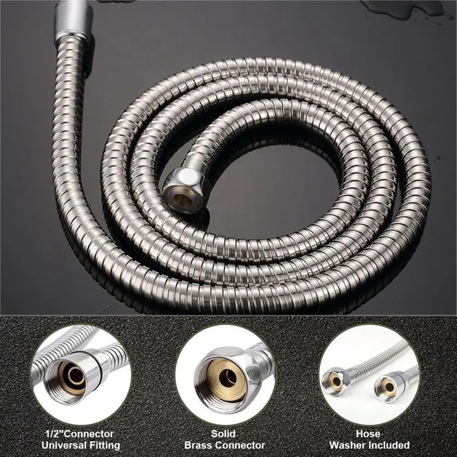Manguera de Ducha Manguera de plomería Flexible con núcleo cobre, 2 uds., 1-3,0 m, tubo baño, cabezal ducha, acero inoxidable(2.5m)
