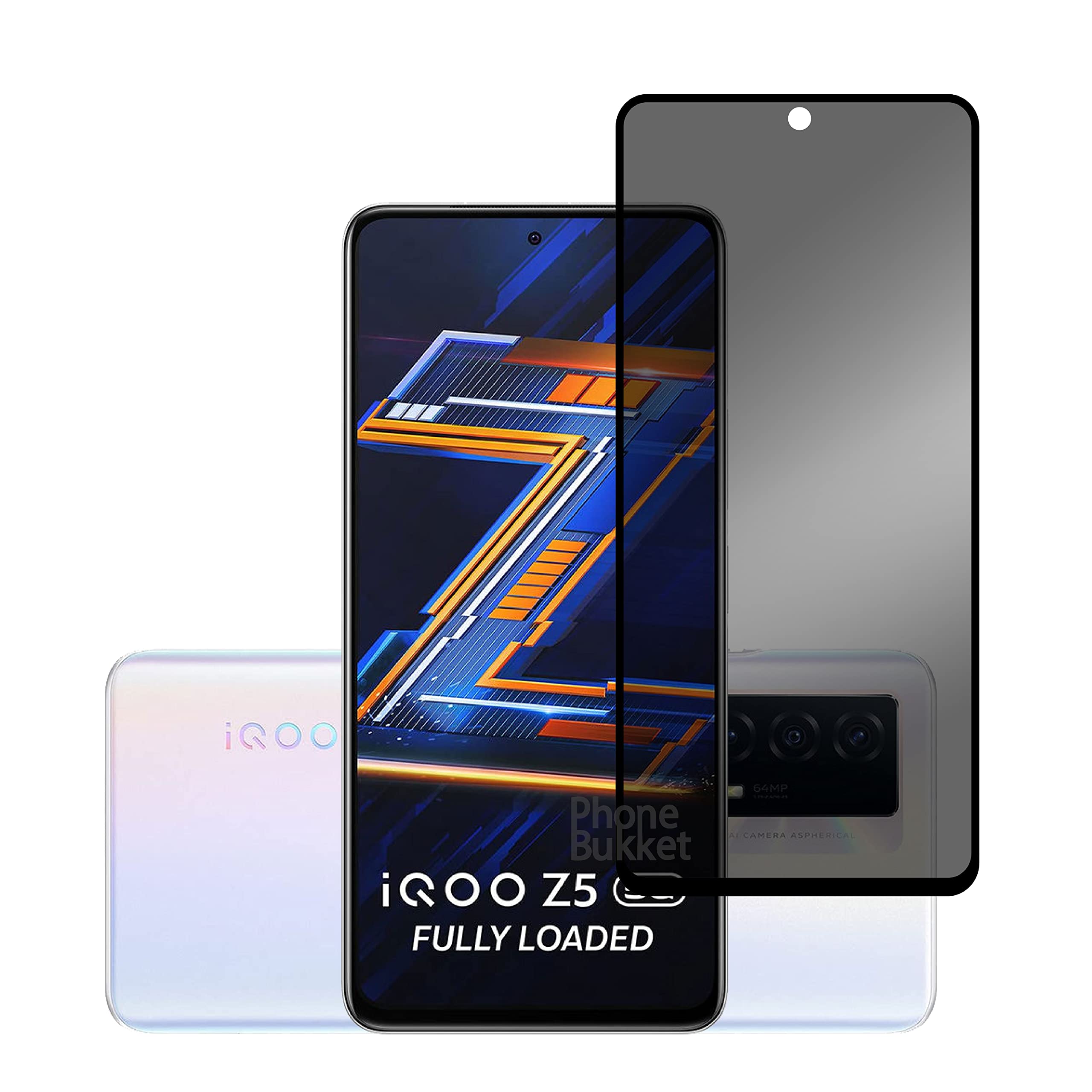 PhoneBukket Anti-Spy Privacy Tempered Glass Guard Protector for iQOO Z5 5G (Black) (Camera Hole) Edge to Edge Full Screen Coverage, Pack of 1 (B09X8GZ65F) Amazon Price History, Amazon Price Tracker