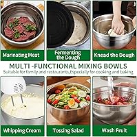 Vista 8 de Juego de Tazones para Mezclar, Juego de 25 Piezas de Tazones para Mezclar de Acero Inoxidable con Tapa, Tazones Grandes Anidables de 7, 4.5, 3, 2