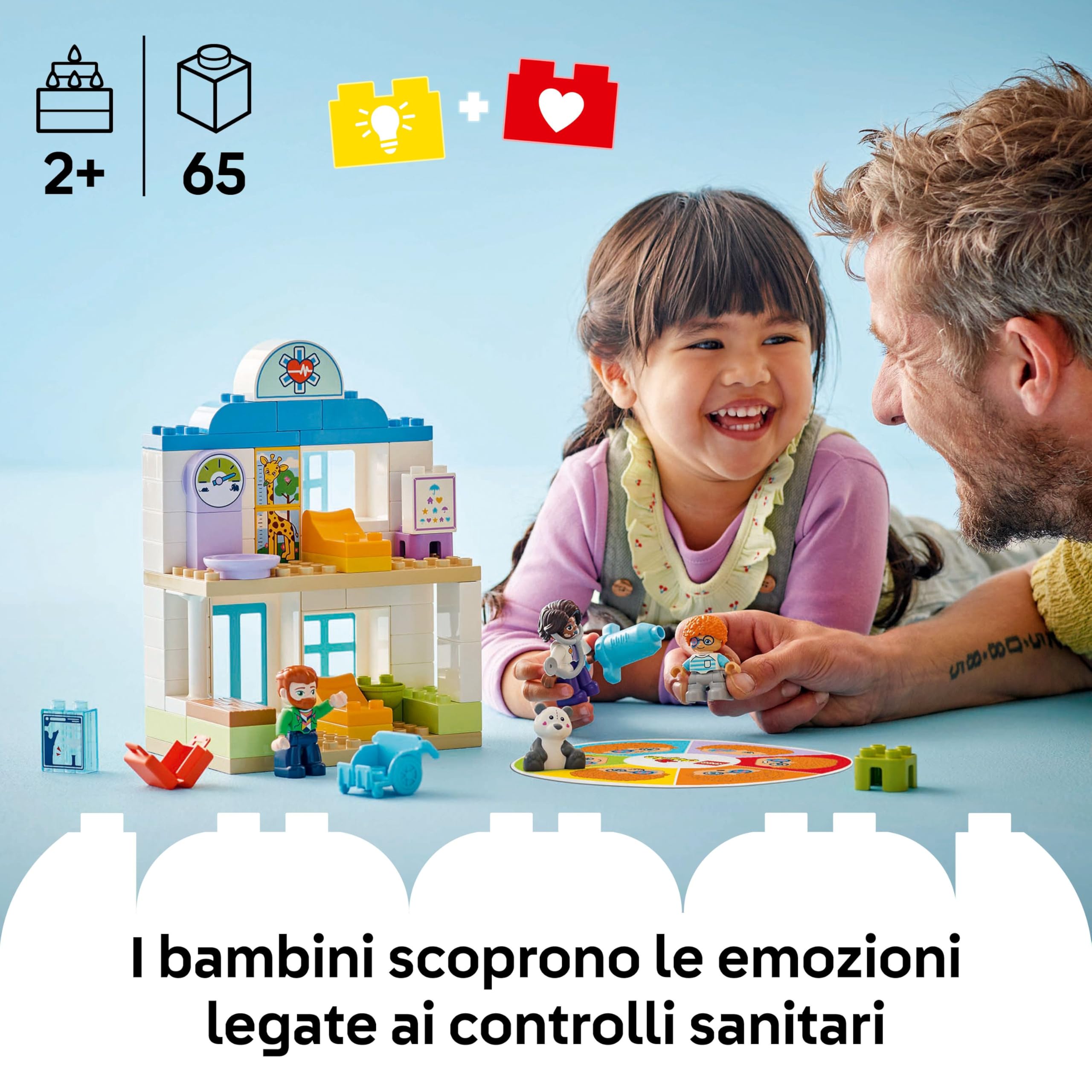 LEGO DUPLO Prime Esperienze: Visita dal Dottore - Giochi Didattici per Bambine e Bambini da 2 Anni - Set Montessori con Costruzioni, 4 Personaggi, Accessori e Carte delle Emozioni - Idea Regalo 10449
