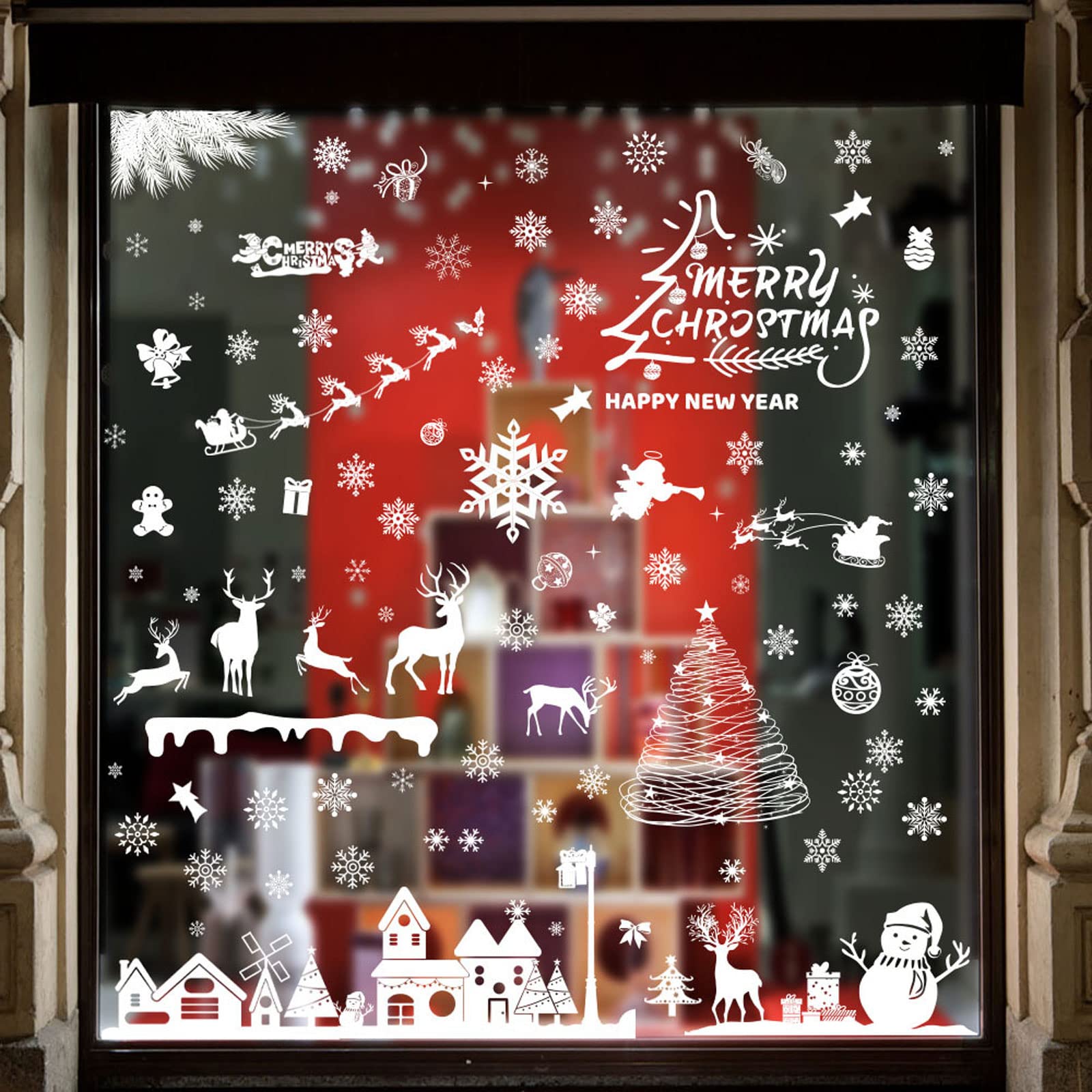 Sinwind Raamstickers voor Kerstmis, pvc, zelfklevende raamfolie