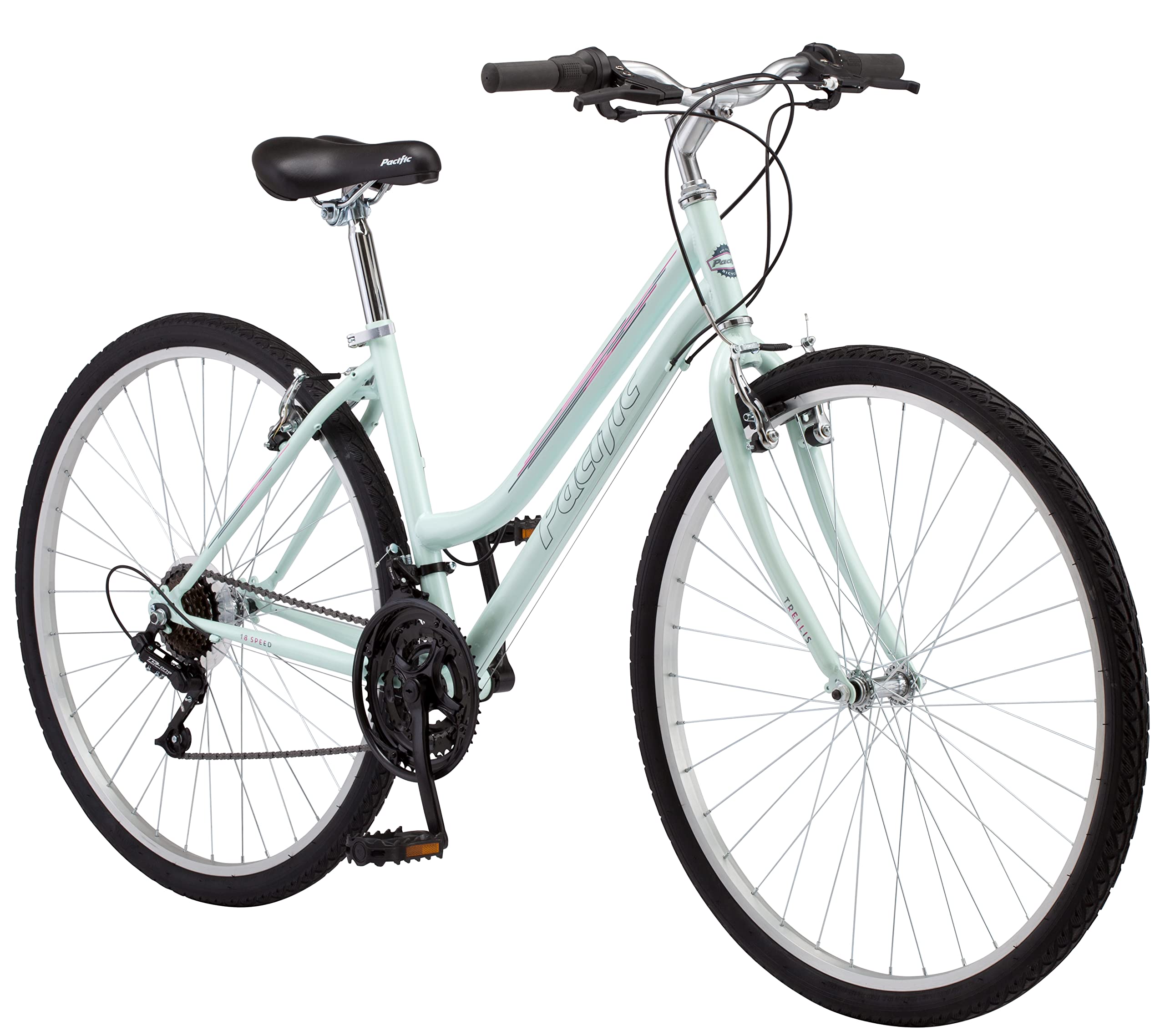 Amazon.com : Pacific Women's Trellis Hybrid Bicycle, Blue, 16