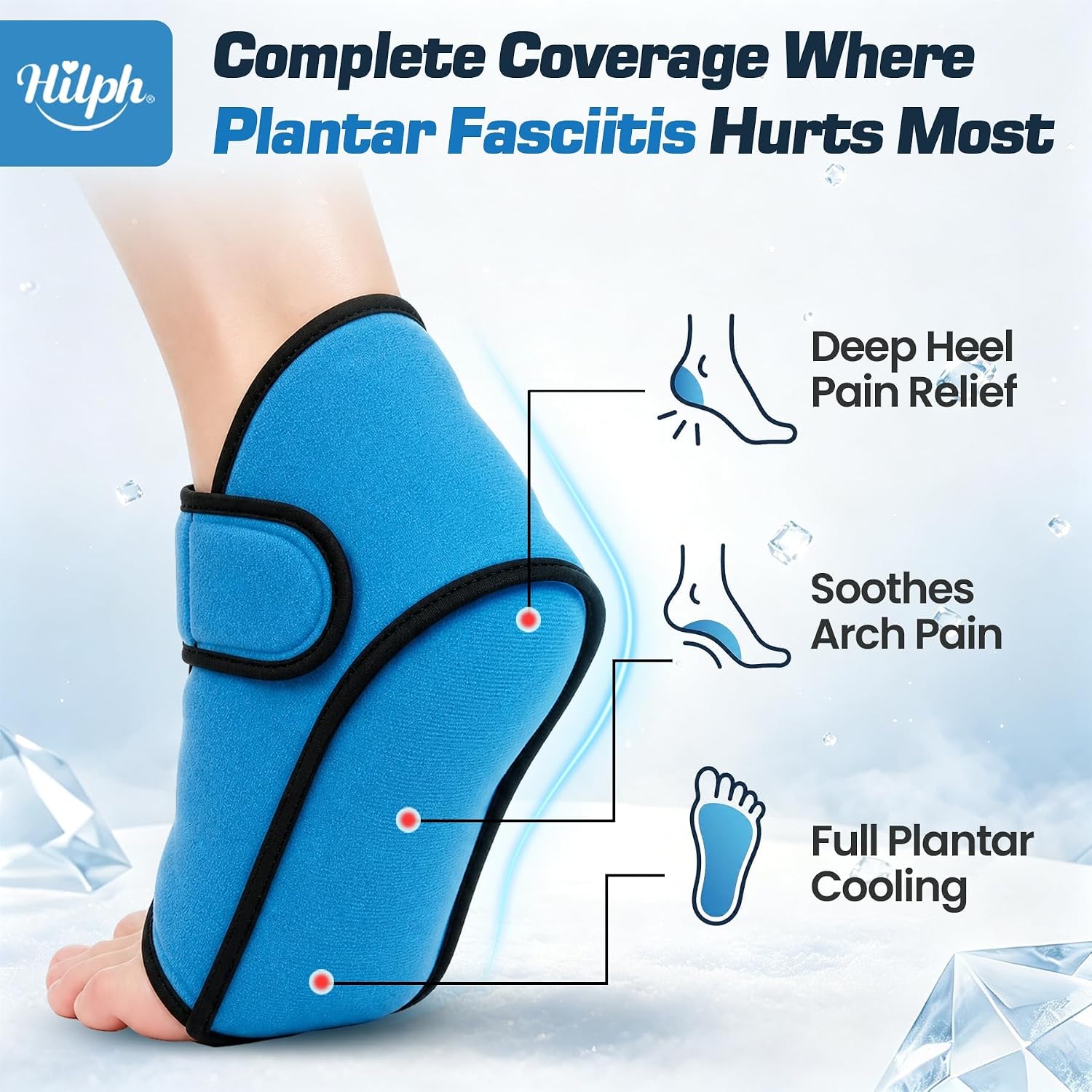 Hilph Heel Ice Pack Wrap for Plantar Fasciitis, Arch & Foot Pain Relief