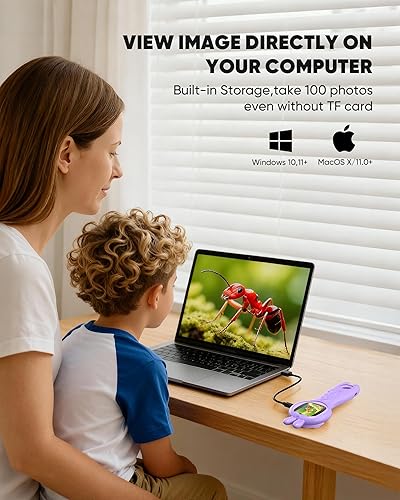 Miniatura 29 de Microscopio para niños - Mini microscopio digital de bolsillo para niños, lupa portátil USB 500X, zoom 4X, regalos de cumpleaños de Navidad