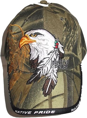 AES Gorra bordada de camuflaje con diseño de águila nativa india y orgullo nativo americano, Camo
