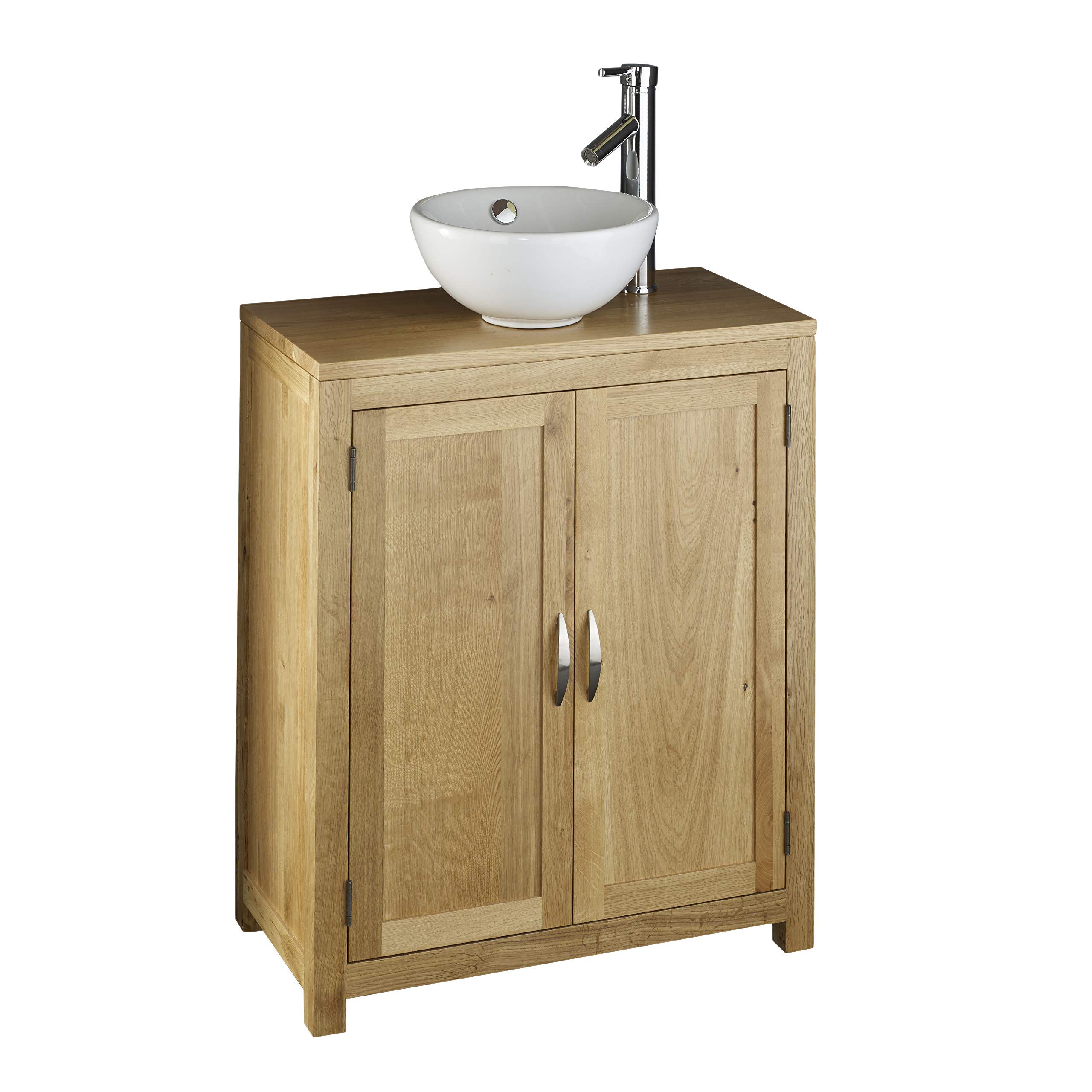 HFL.CO.UK Solid Oak Corner Vanity Unit with Basin E Amazon.co.uk