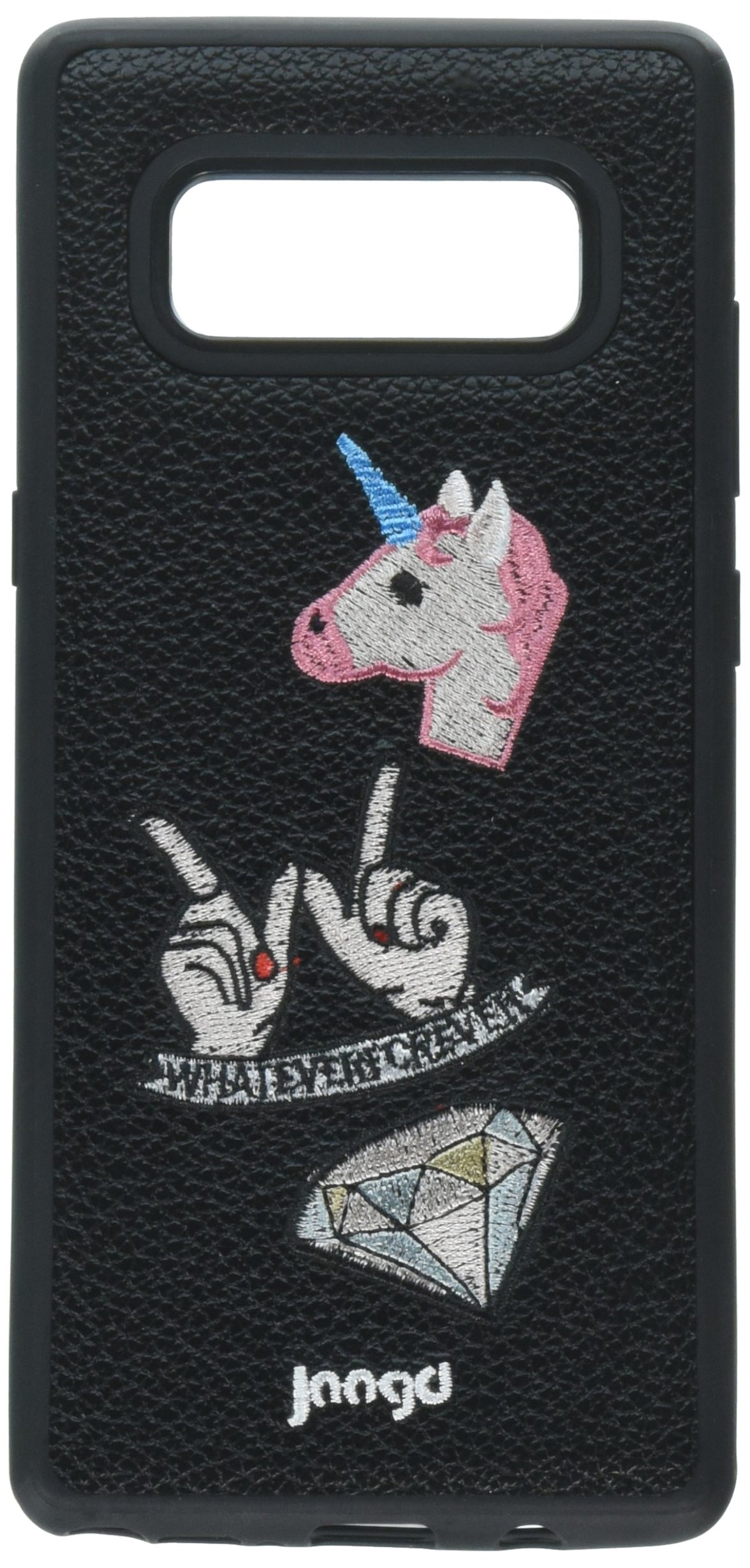 Jaagd Protective Shock-absorbing Designer Embroidered Samsung Galaxy Note 8 Case,Retail Packaging (Pink Unicorn)