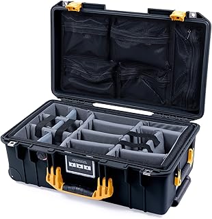 Pelican 1535 Black & Yellow case. Comes with Grey dividers & mesh lid Organizer.