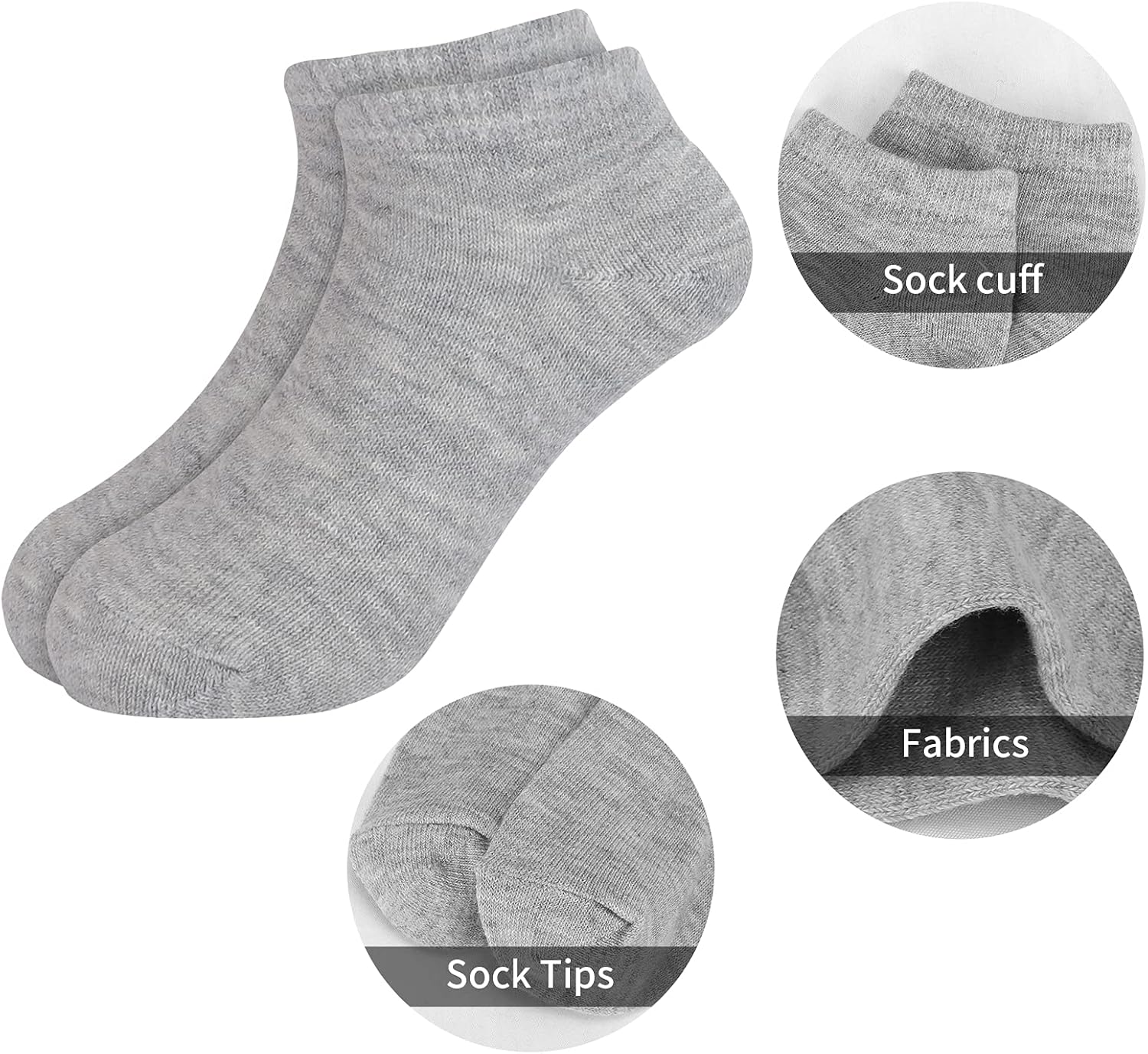 BOOPH 12 Pairs Kids Ankle Socks Boys Girls Low Cut Half Cushion Athletic Socks
