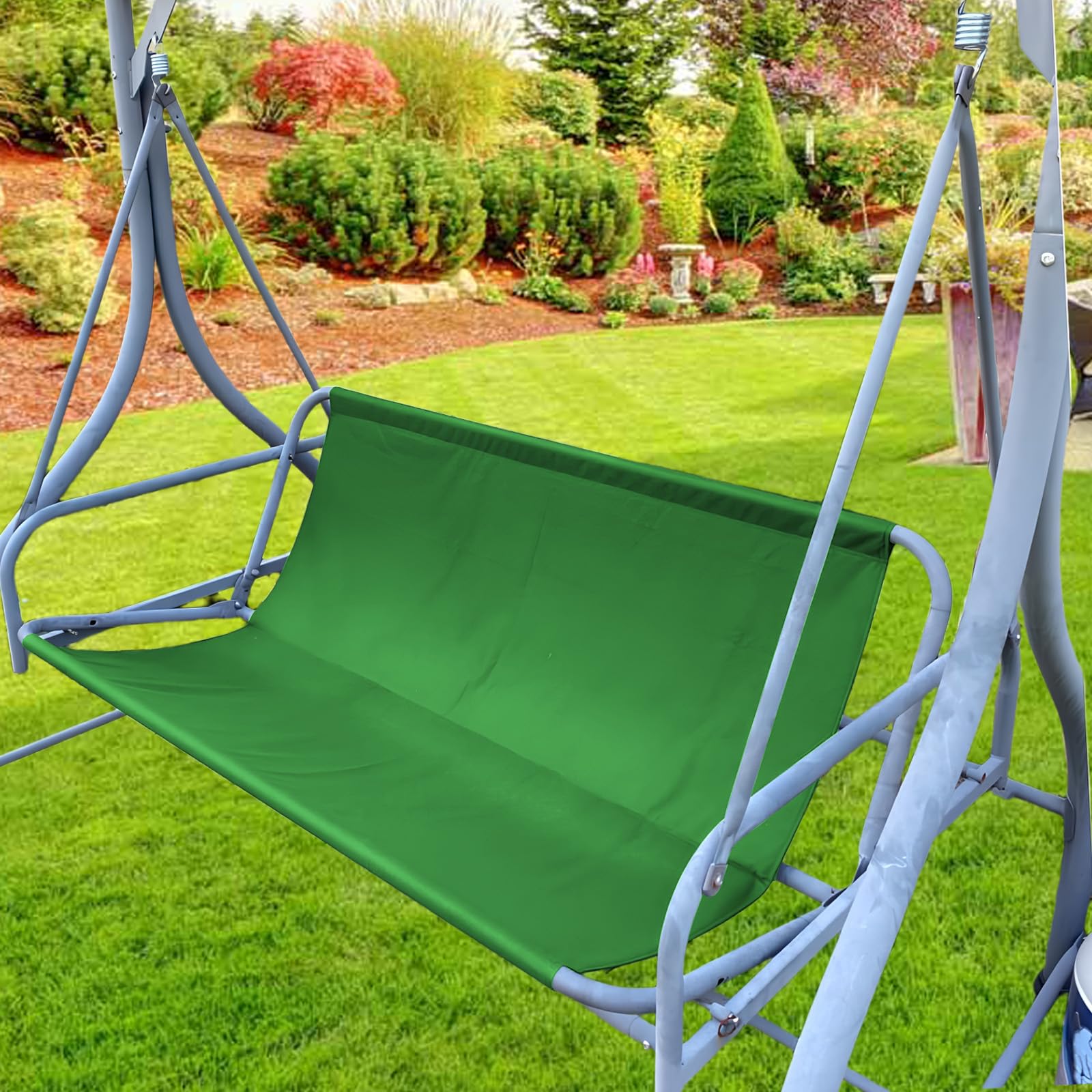 Funda de Asiento para Columpio de Jardín, Cubierta de Banco para Asiento, Funda de Repuesto para Silla Mecedora Exterior Patio, Balcón, Banco (Verde, 115x48x48cm)