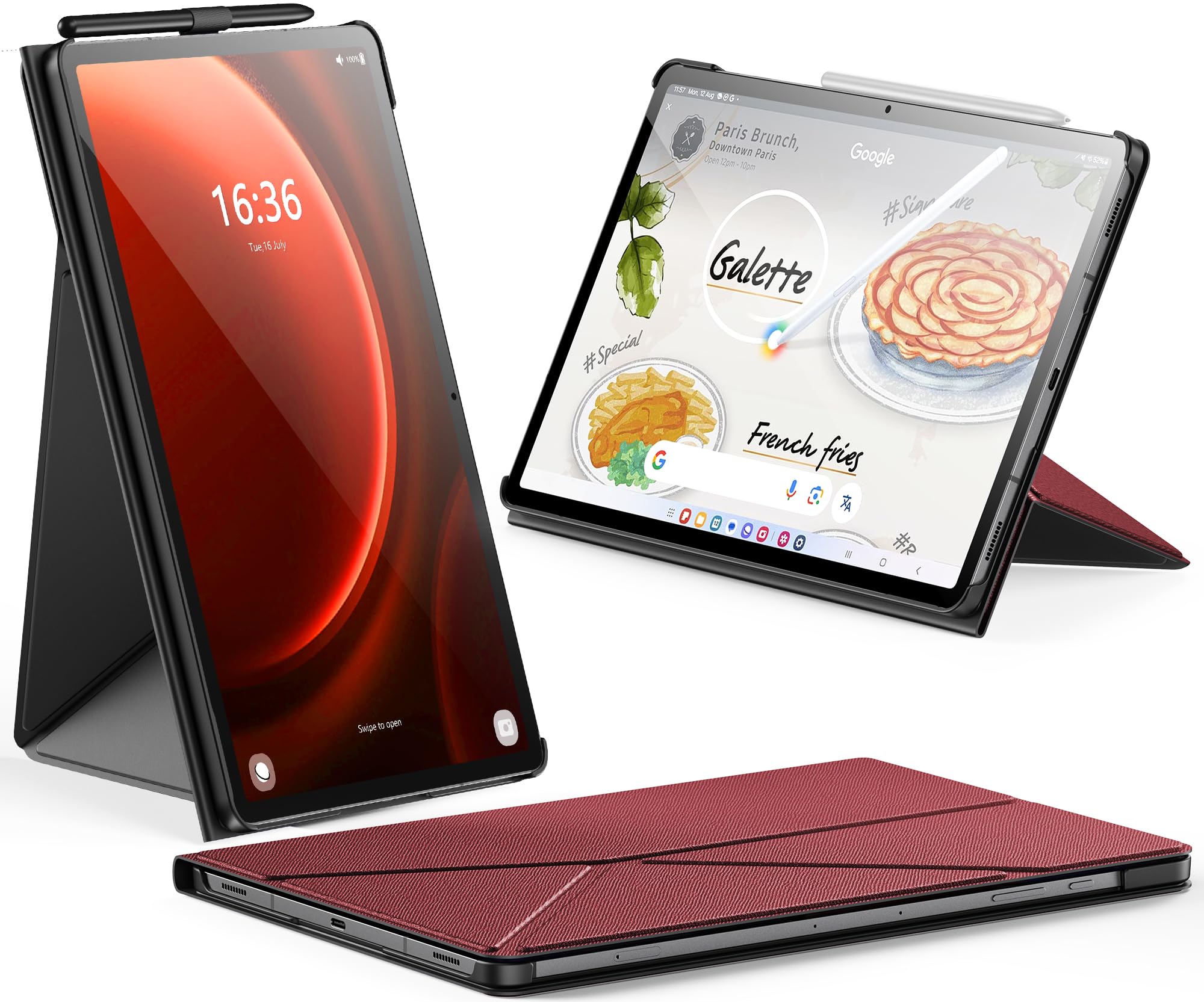 INFILAND Case for Samsung Galaxy Tab S9+ Plus/S9 FE+ Plus/S10 Plus 12.4 Inch, Slim Magnetic Origami Stand Protective Cover, Multiple Angle Viewing,