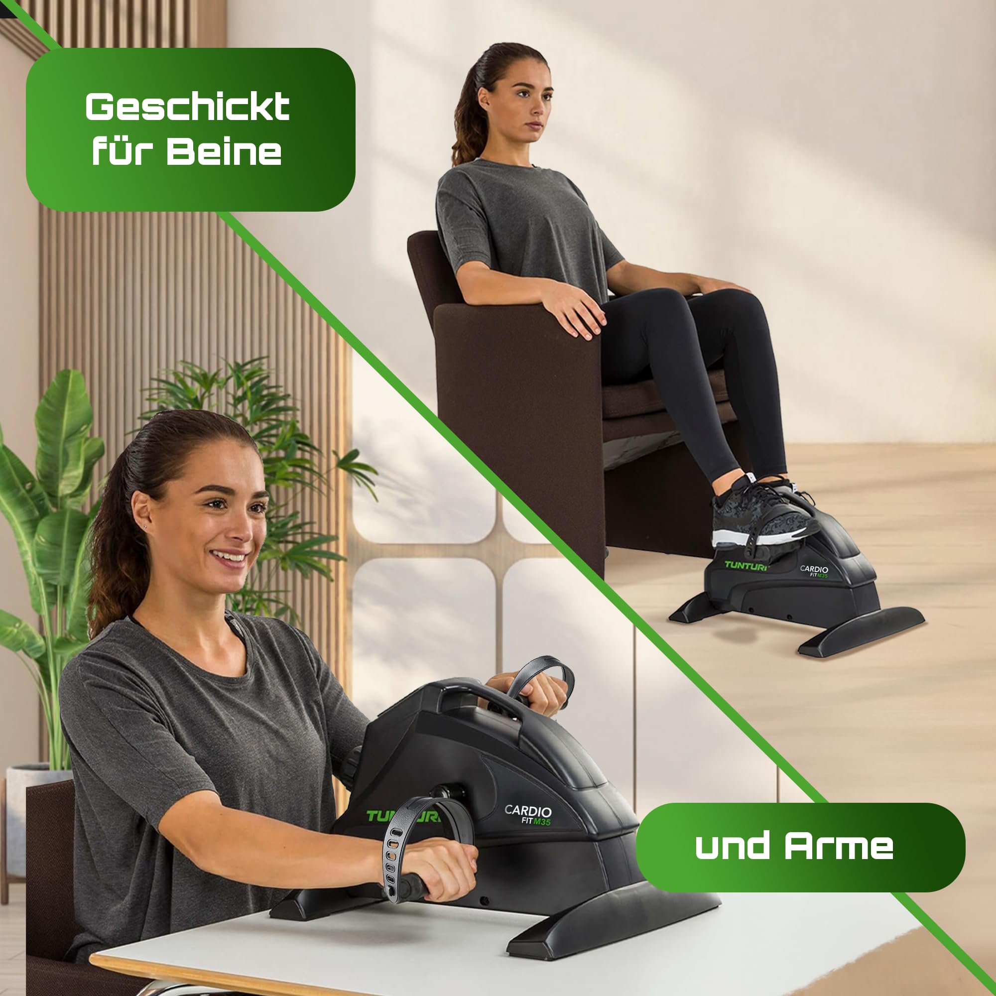 Tunturi Pedaltrainer Cardio Fit – Testsieger 2024 - Mini Heimtrainer für Senioren - Arm und Beintrainer im Sitzen - Einstellbarer Widerstand und LCD-Display