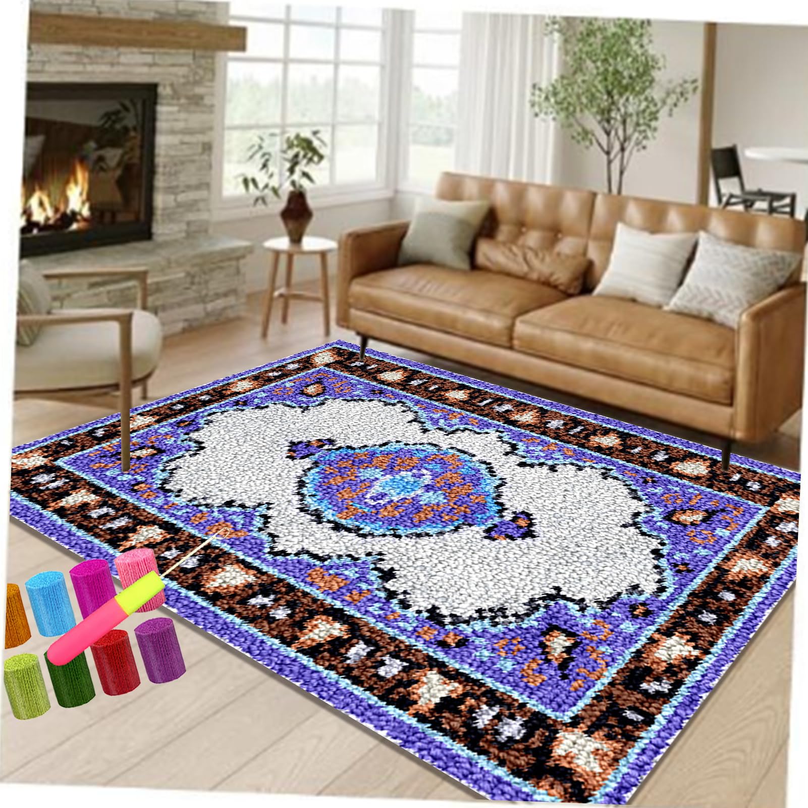 Tappeto Kit da Ricamo, Kit Gancio di Chiusura Tappeto 69 x 102 cm