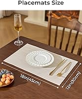 Vista 4 de Leetaltree - Juego de 4 manteles individuales, resistentes al calor, antideslizantes, para mesa de comedor, lavables, duraderos, tejido de PVC Beige